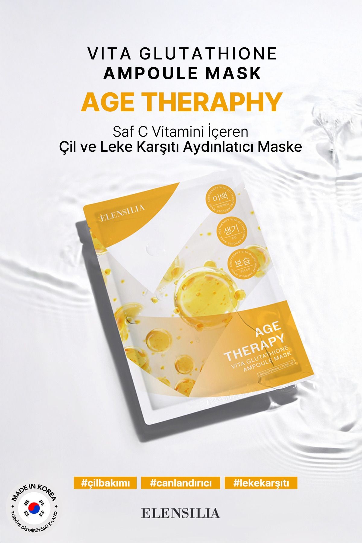 Glutatyon İçeren Aydınlatıcı Kağıt Maske Elensilia Vita Glutathione Ampoule Mask