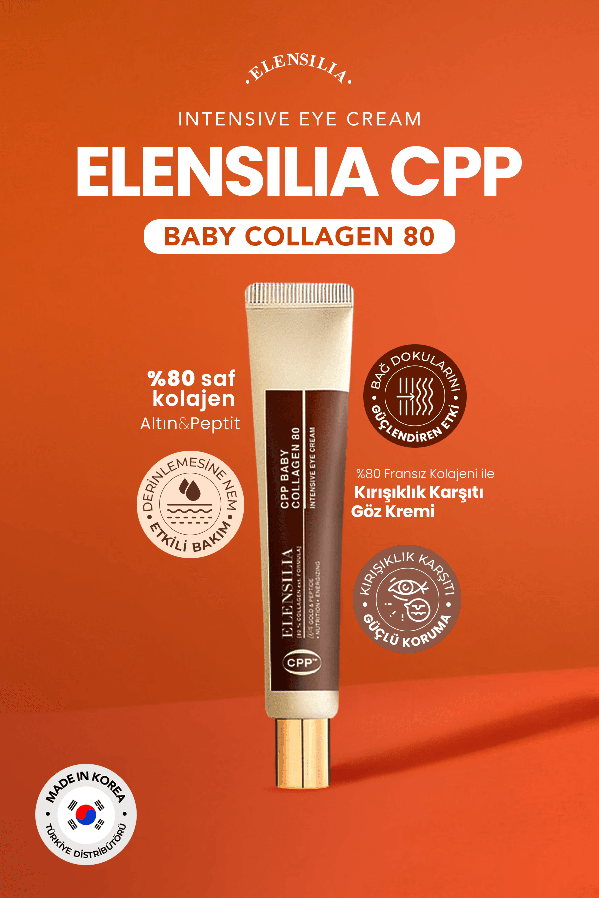 4 Haftada Etkili %80 Fransız Kolajeni Kırışıklık Karşıtı ELENSILIA CPP Baby Collagen Göz Kremi 30 ML