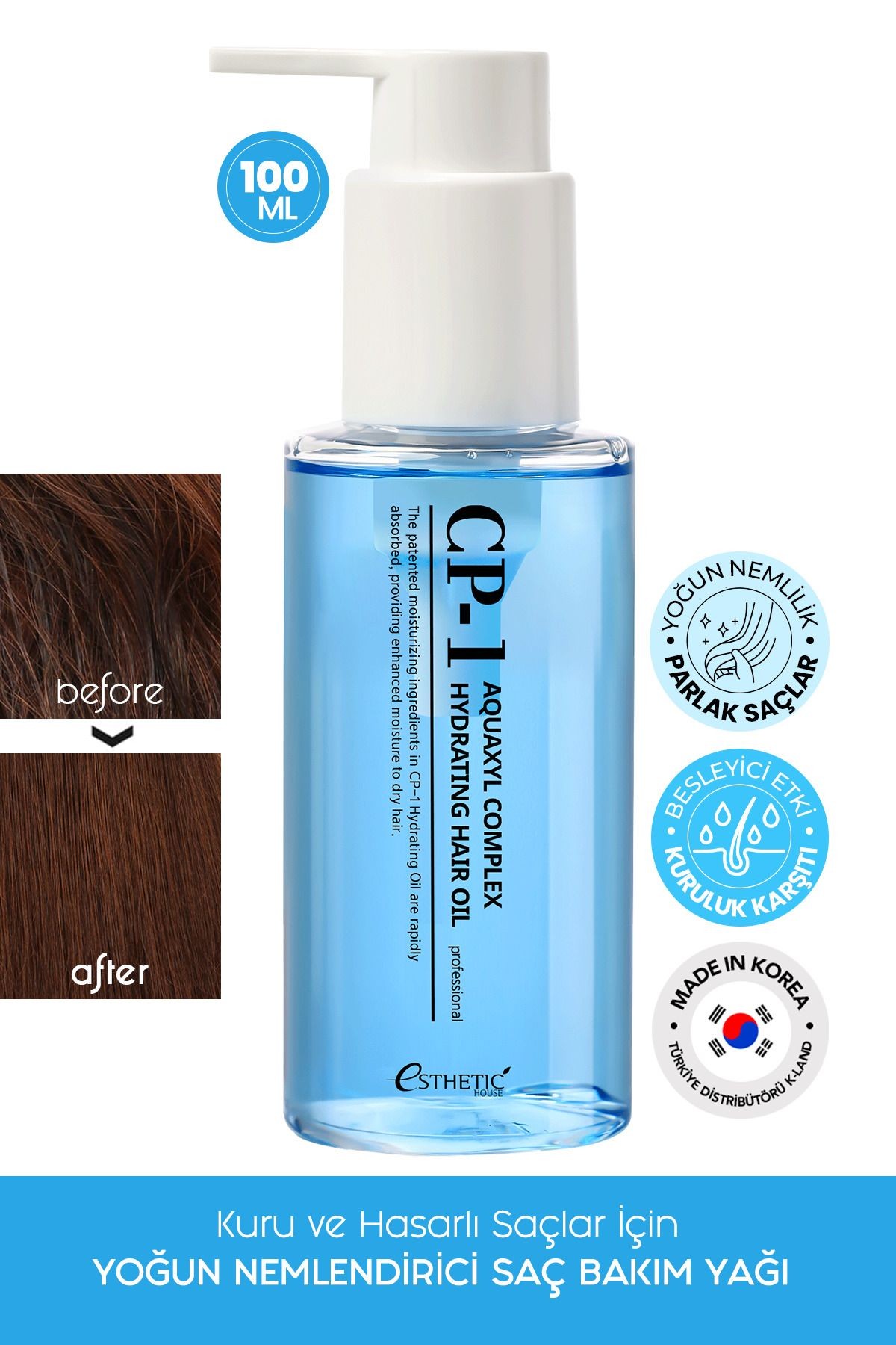 CP-1 Kuru ve Hasarlı Saçlar İçin Yoğun Nemlendirici Saç Bakım Yağı Aquaxyl Complex Hair Oil 100 ML