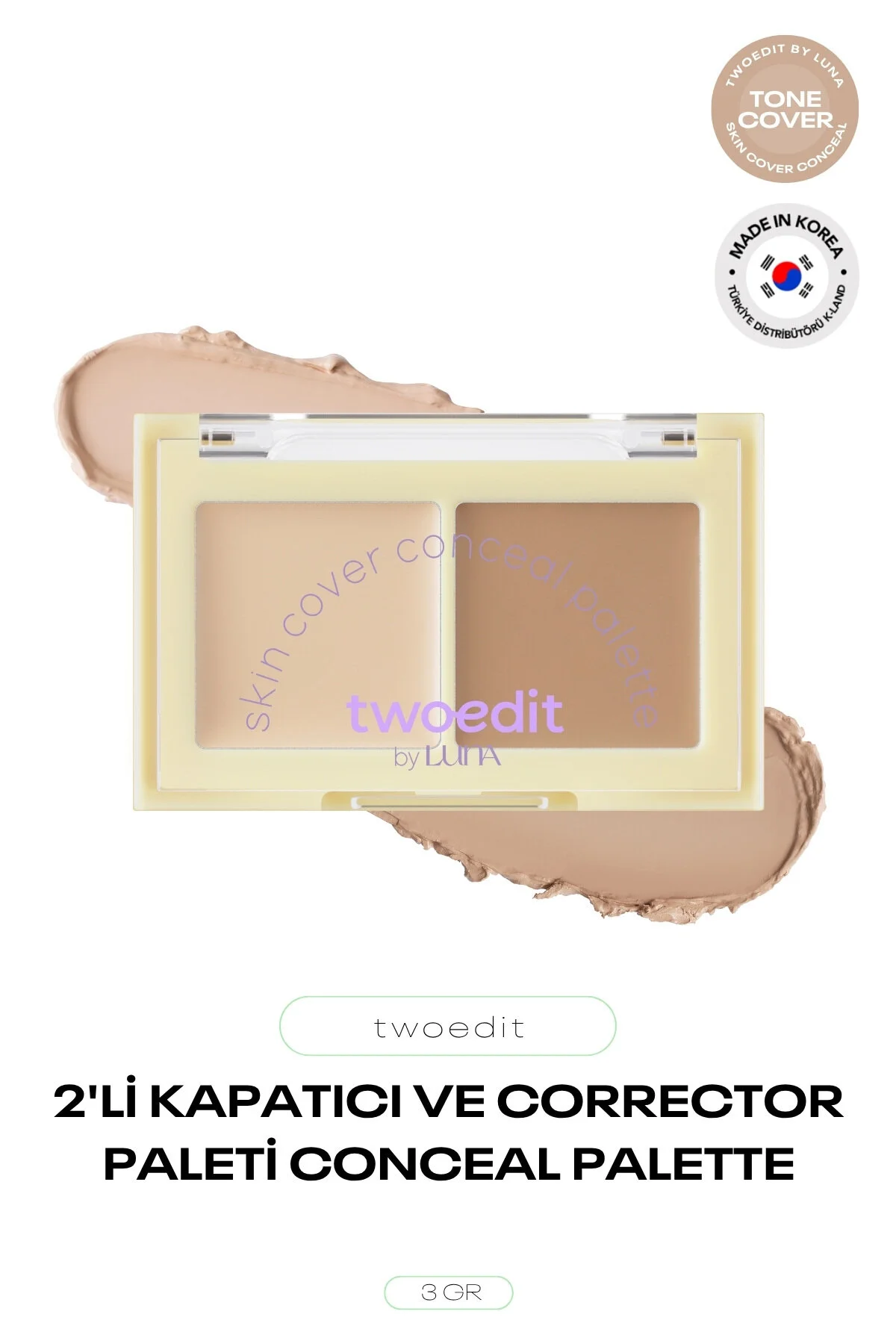 2’li Kapatıcı ve Corrector Paleti by Luna Skin Cover Concealer Palette