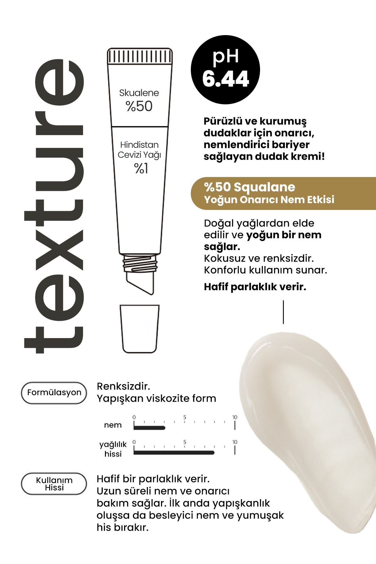 %50 Squalane İçeren Yoğun Nemlendirici ve Onarıcı Dudak Kremi Derma Factory Lip Essence