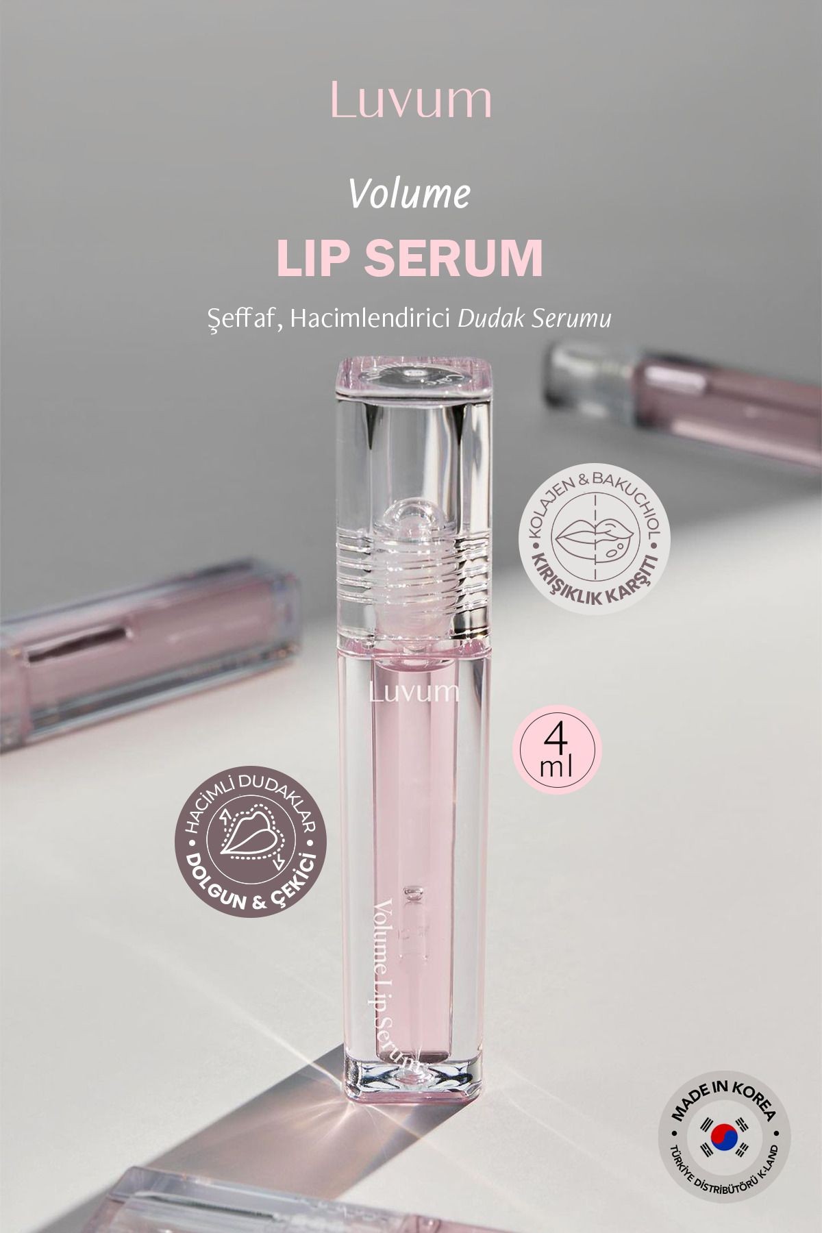 Bakuchiol İçeren Dolgunlaştırıcı, Kırışıklık Bakımı Sağlayan LUVUM Dudak Serumu Parlatıcı Lip Serum