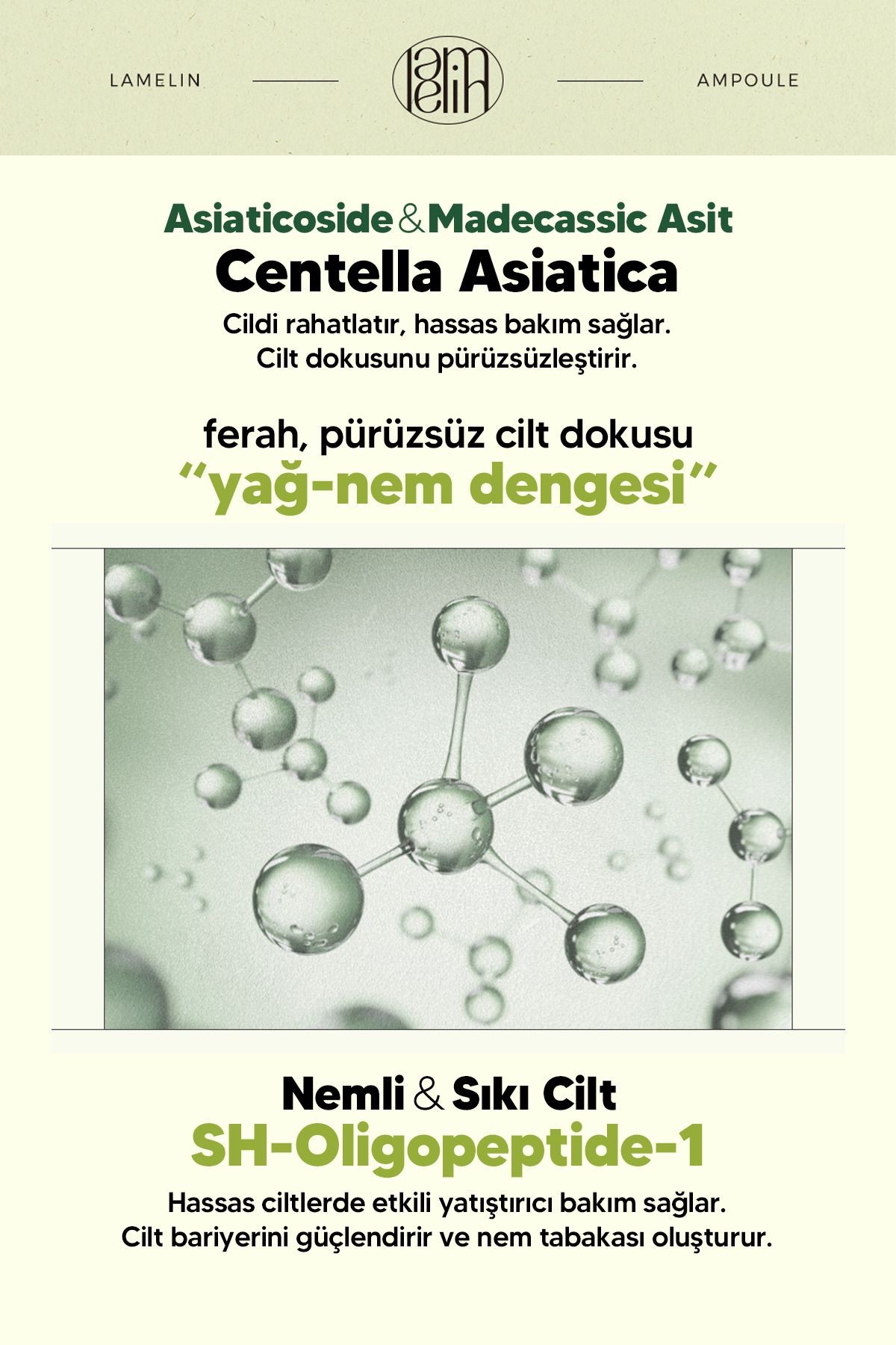 Centella Asiatica İçeren Yatıştırıcı ve Onarıcı Bakım Serumu Lamelin Cica Ampoule