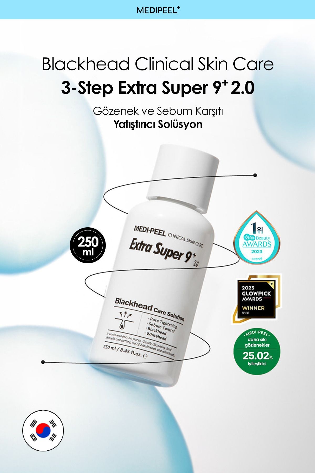 Gözenek ve Siyah, Beyaz Nokta Solüsyonu Medipeel Extra Super 9 Plus 250 ML 8809409340241, one size