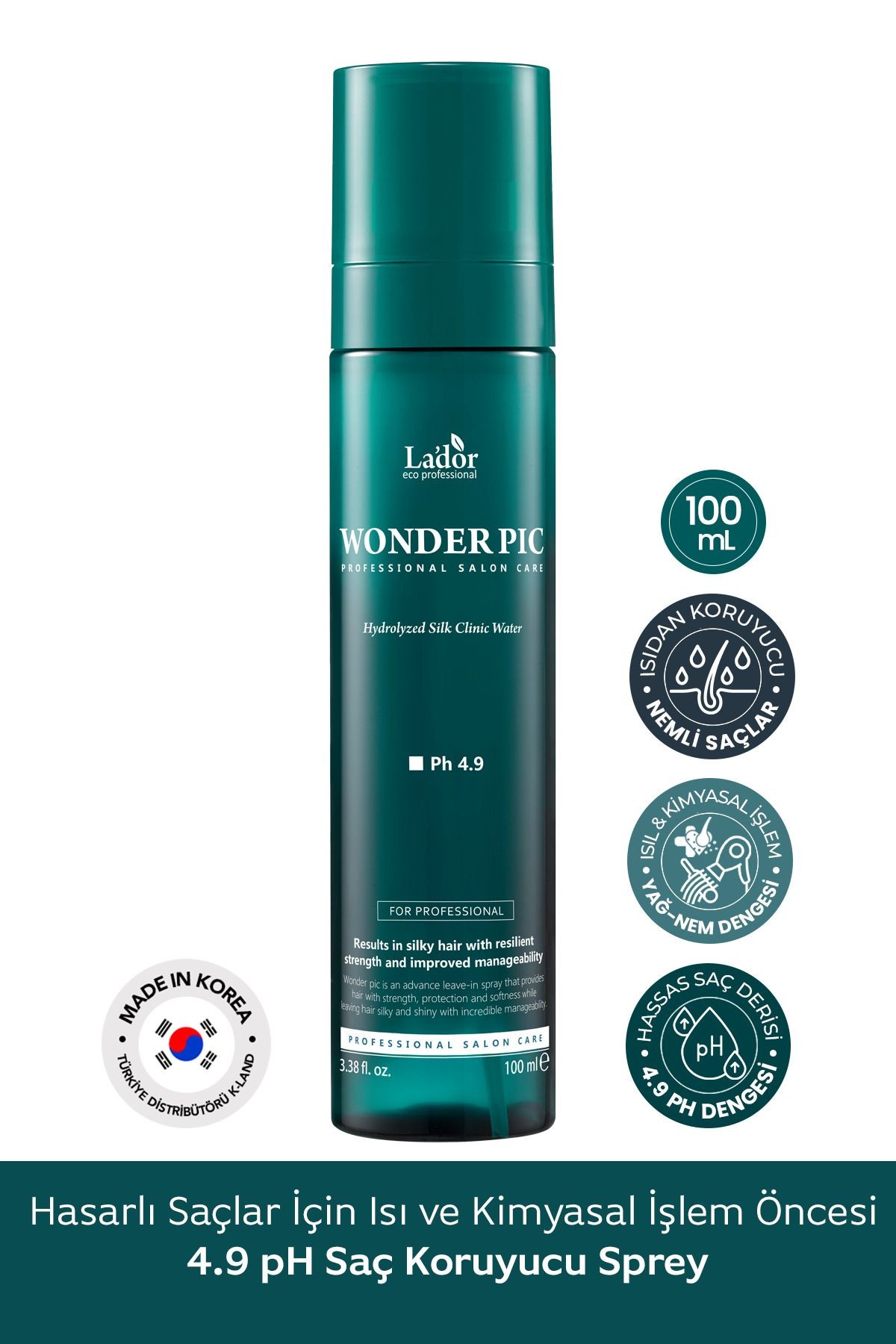 Hasarlı Saçlar İçin Kurutma ve Kimyasal İşlem Öncesi Saç Koruyucu Sprey Lador Wonder Pic Hair Water