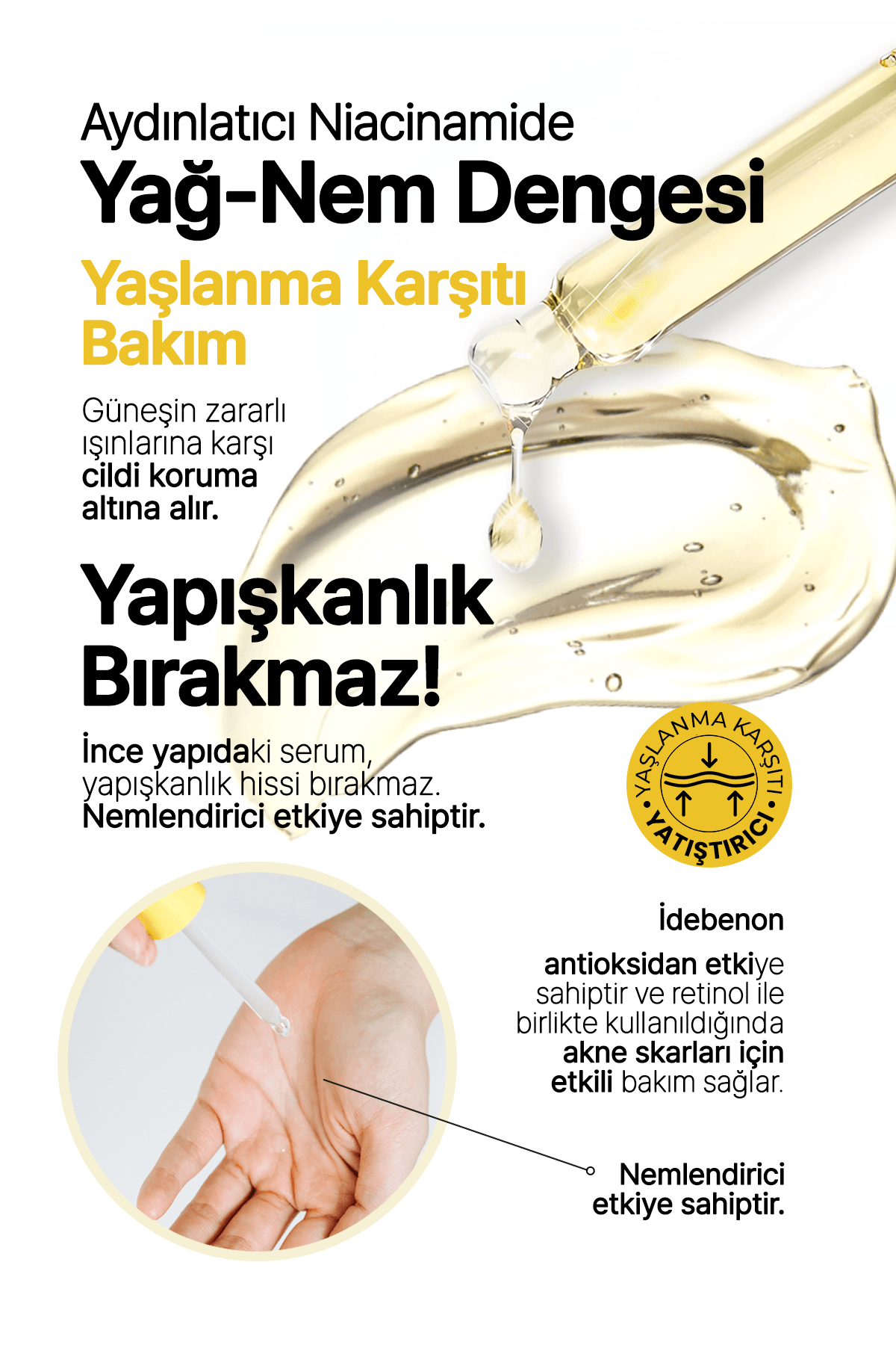 %3 Niacinamide İçeren Aydınlatıcı Vegan Serum Yeppda Niacinamide %3 Ampoule Serum 50ml Büyük Boy