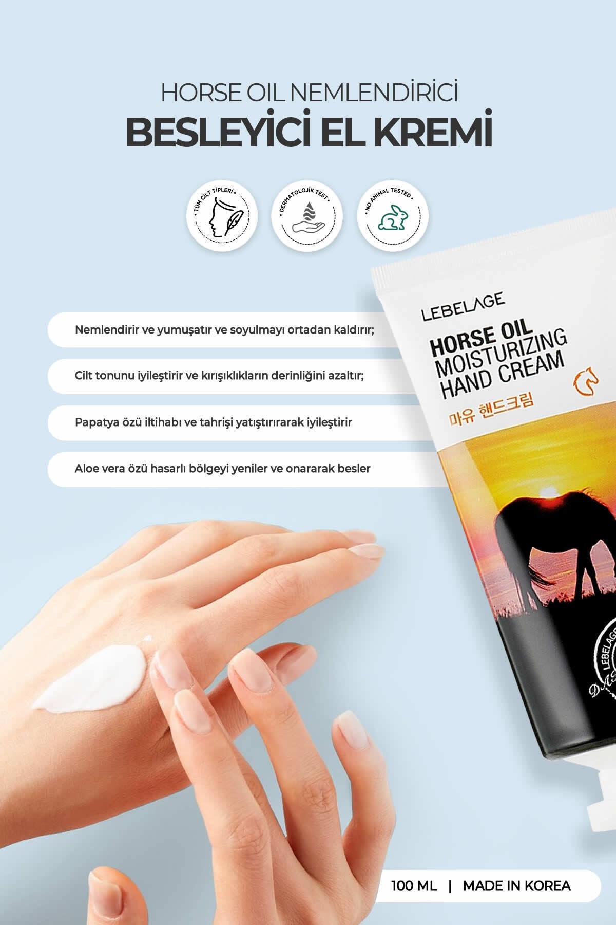 Horse Oil Nemlendirici, Yumuşatıcı, Besleyici Hafif El Kremi 100 Ml