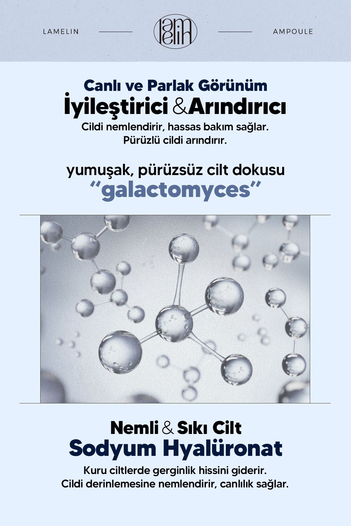 Hyalüronik Asit İçeren Nemlendirici Günlük Bakım Serumu Lamelin Hyaluronic Ampoule