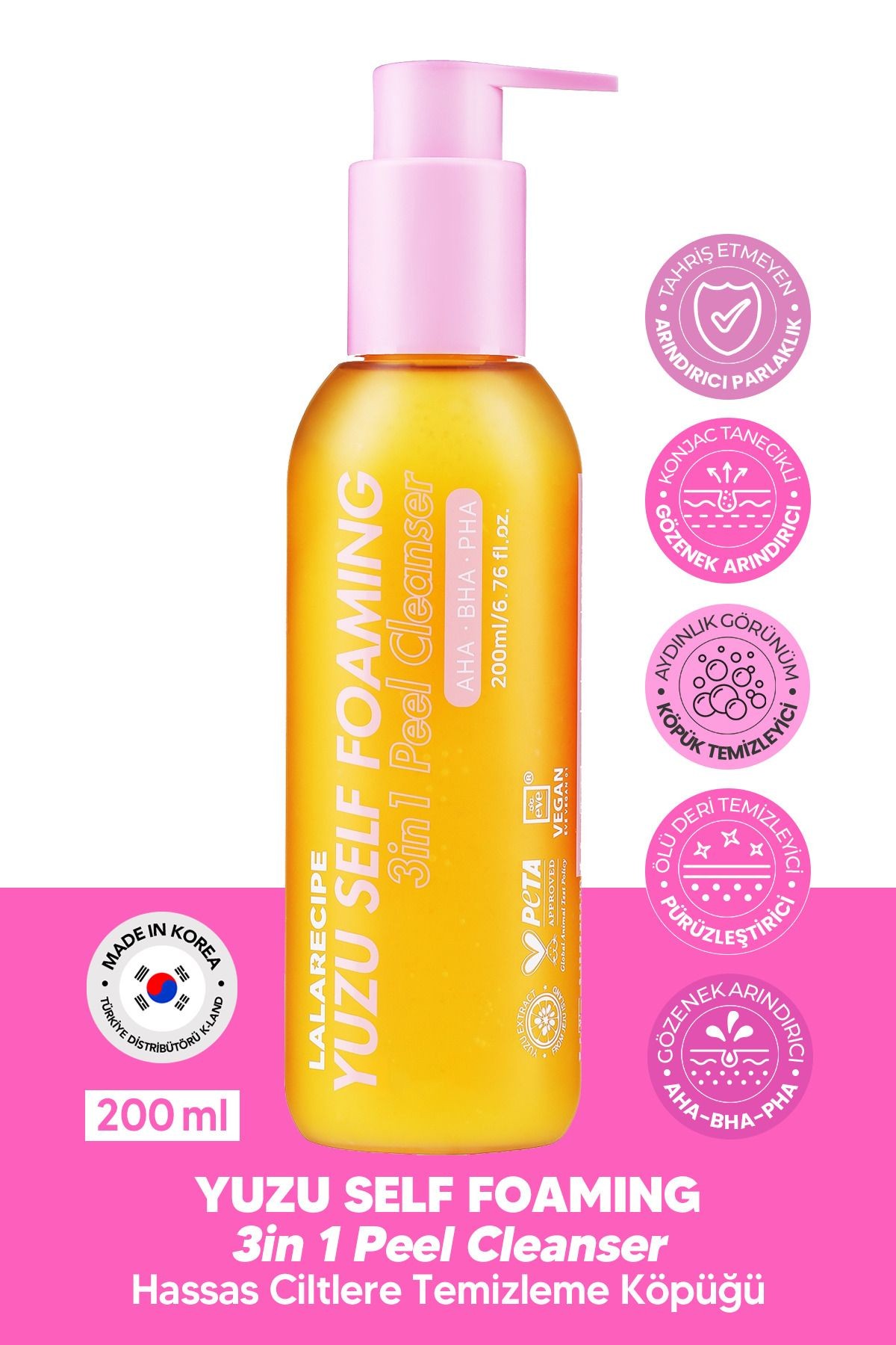 Aydınlatıcı ve Pürüzsüzleştirici Köpüren Temizleyici LalaRecipe Yuzu Self Foaming 200 ml