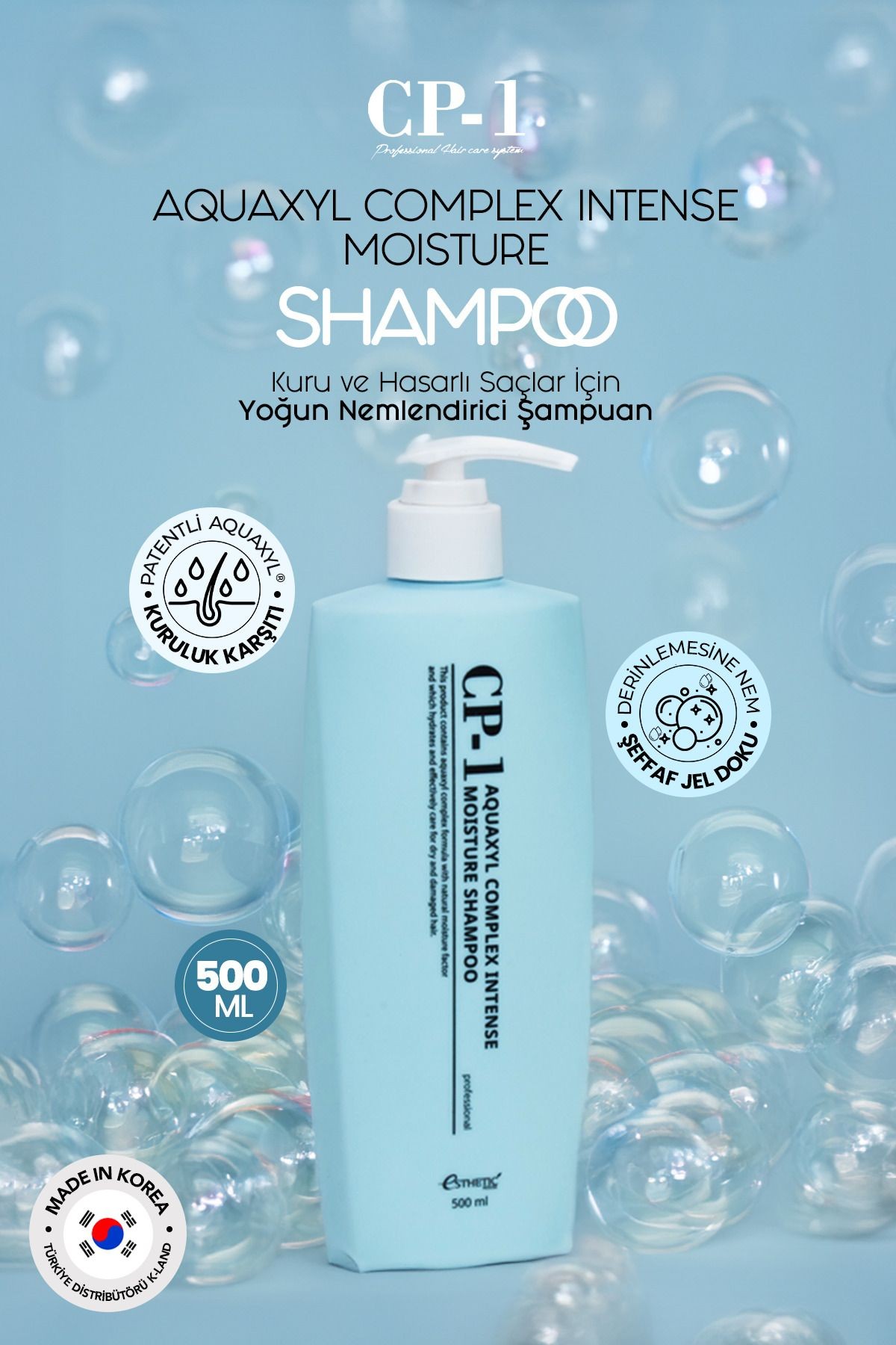 CP-1 Kuru ve Hasarlı Saçlar İçin Yoğun Nemlendirici Şampuan Aquaxyl Complex Intense Shampoo 500ml