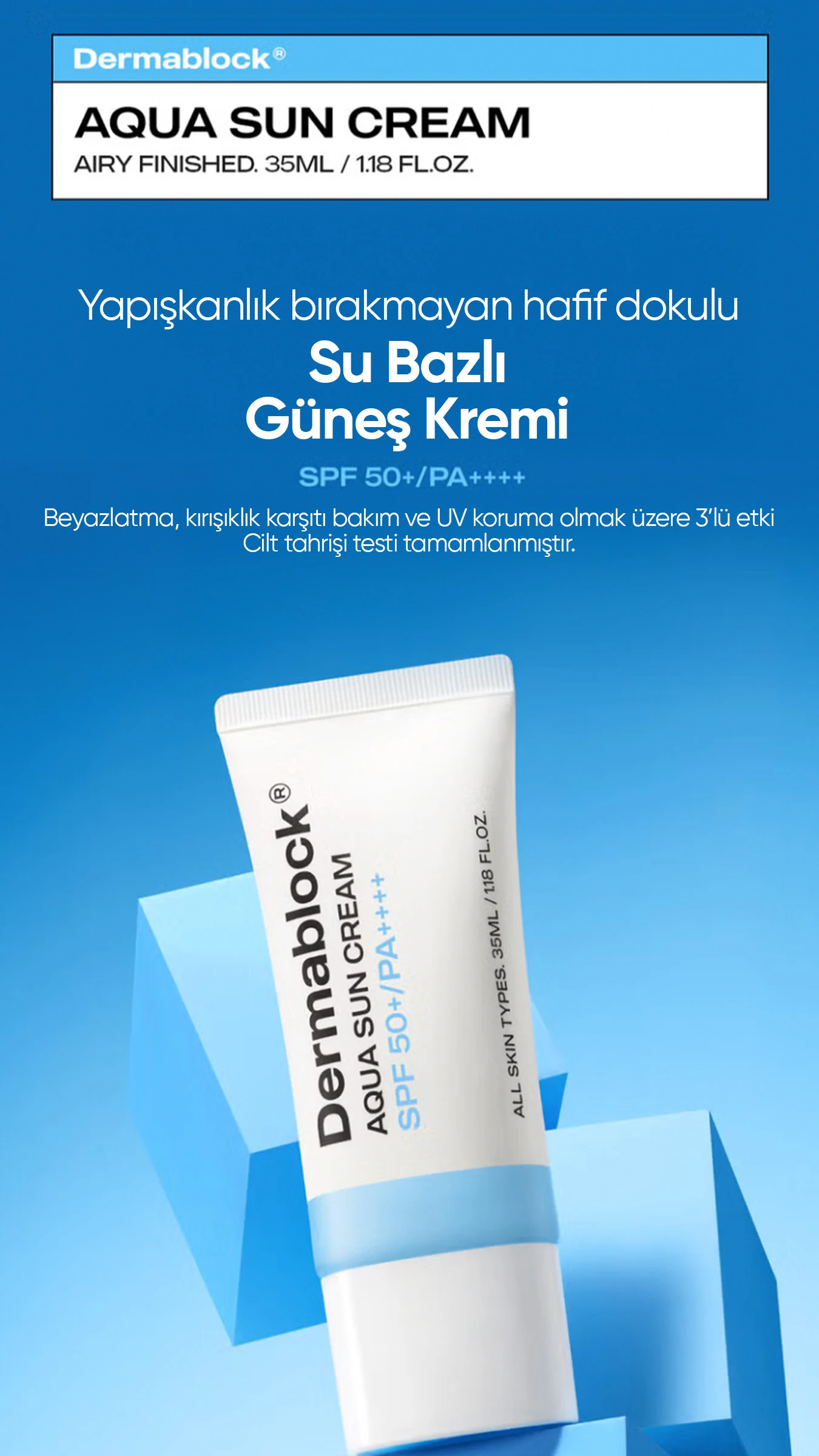 Su Bazlı Kore Güneş Kremi Aqua Sun Cream SPF 50 + PA ++++