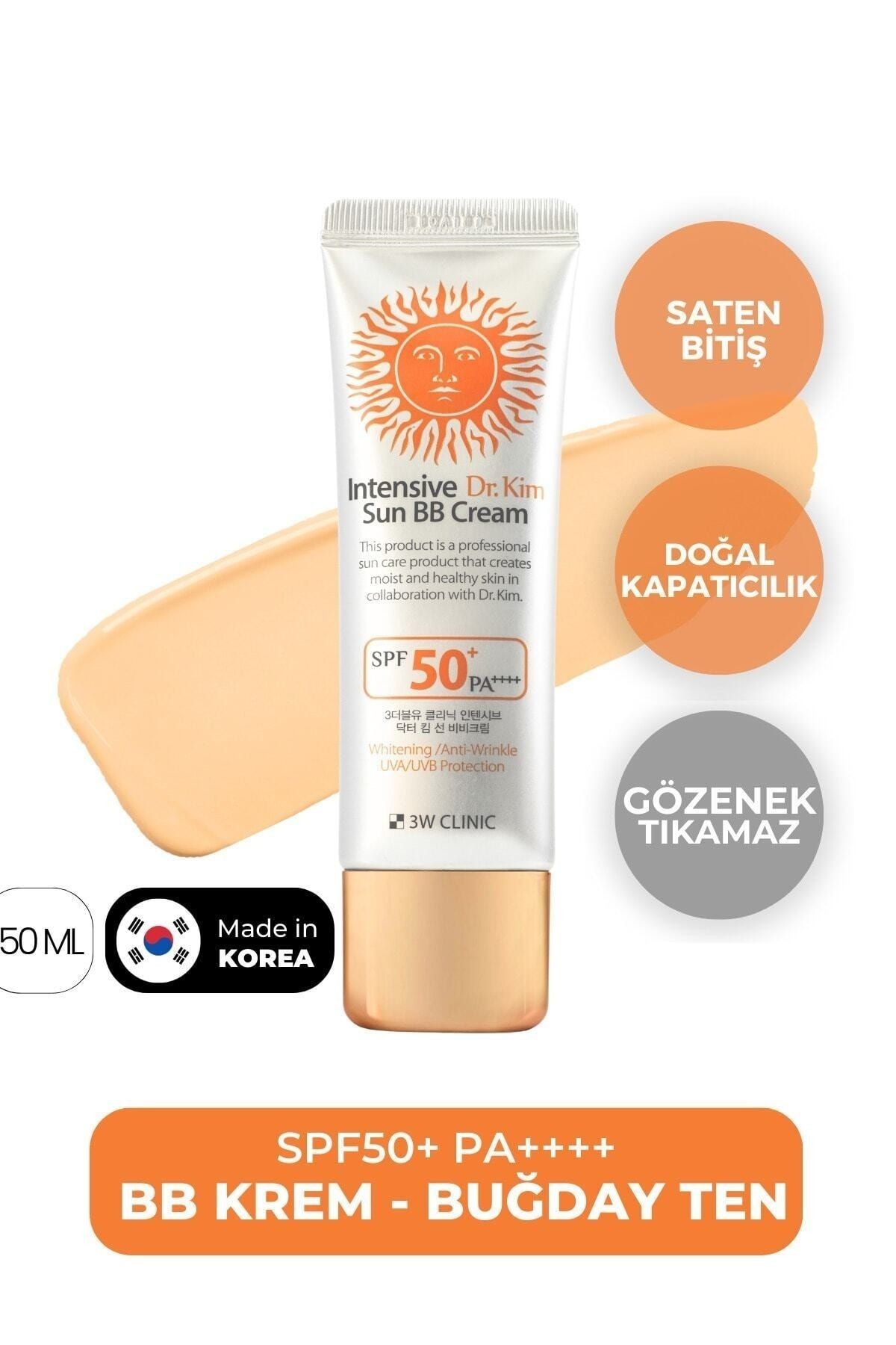 Renk Eşitleyici Orta Kapatıcı SPF 50+ PA++++ BB Krem ( Orta Ton Buğday Ten ) 3W CLINIC BB Cream