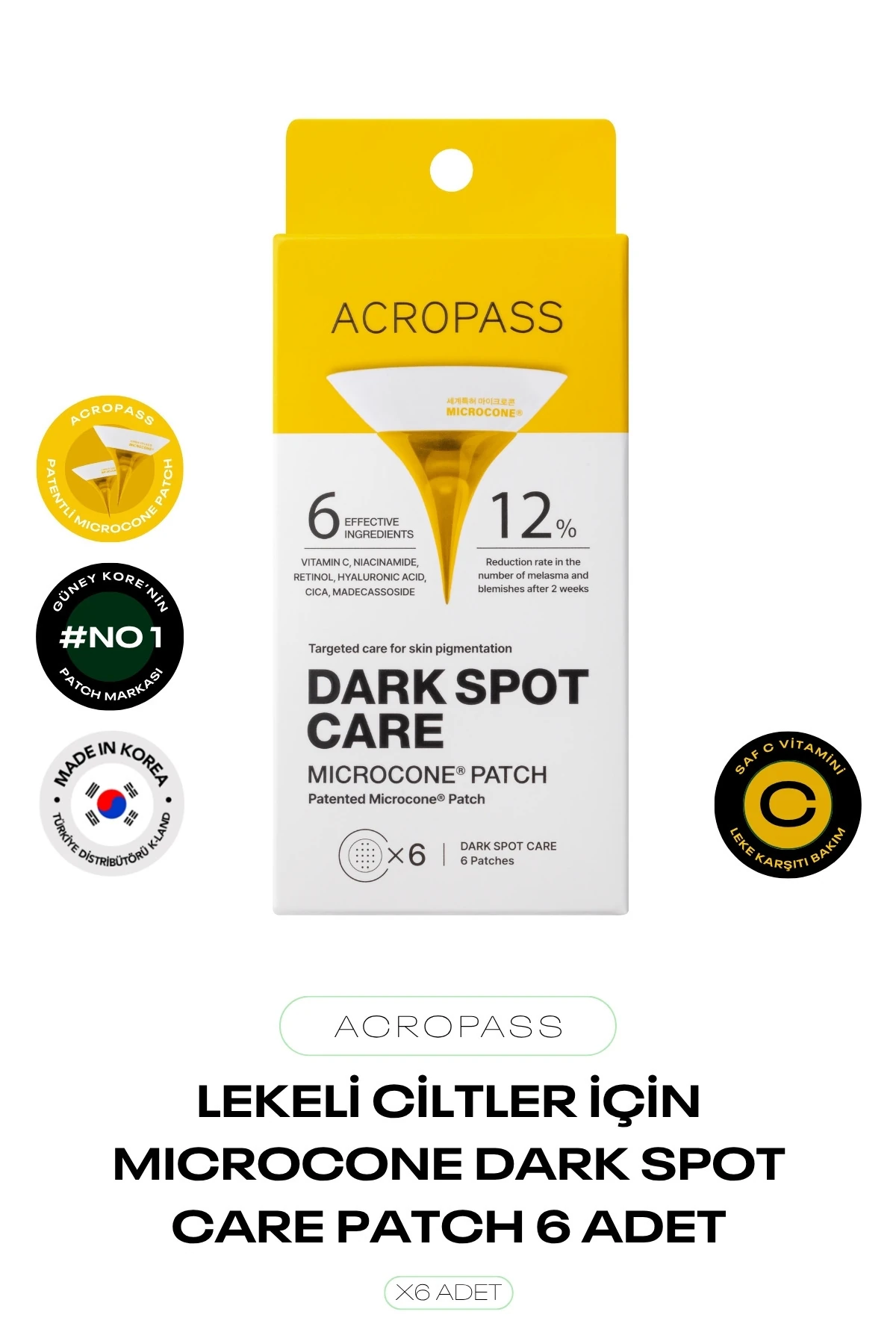 Lekeli Ciltler İçin Vitamin C içeren DARK SPOT CARE MICROCONE PATCH x6 Adet