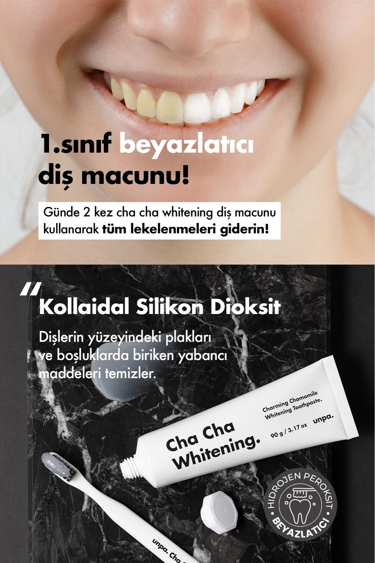 Kahve ve Sigara İçenler İçin Kore Beyazlatıcı Vegan Diş Macunu UNPA Cha Cha White Toothpaste