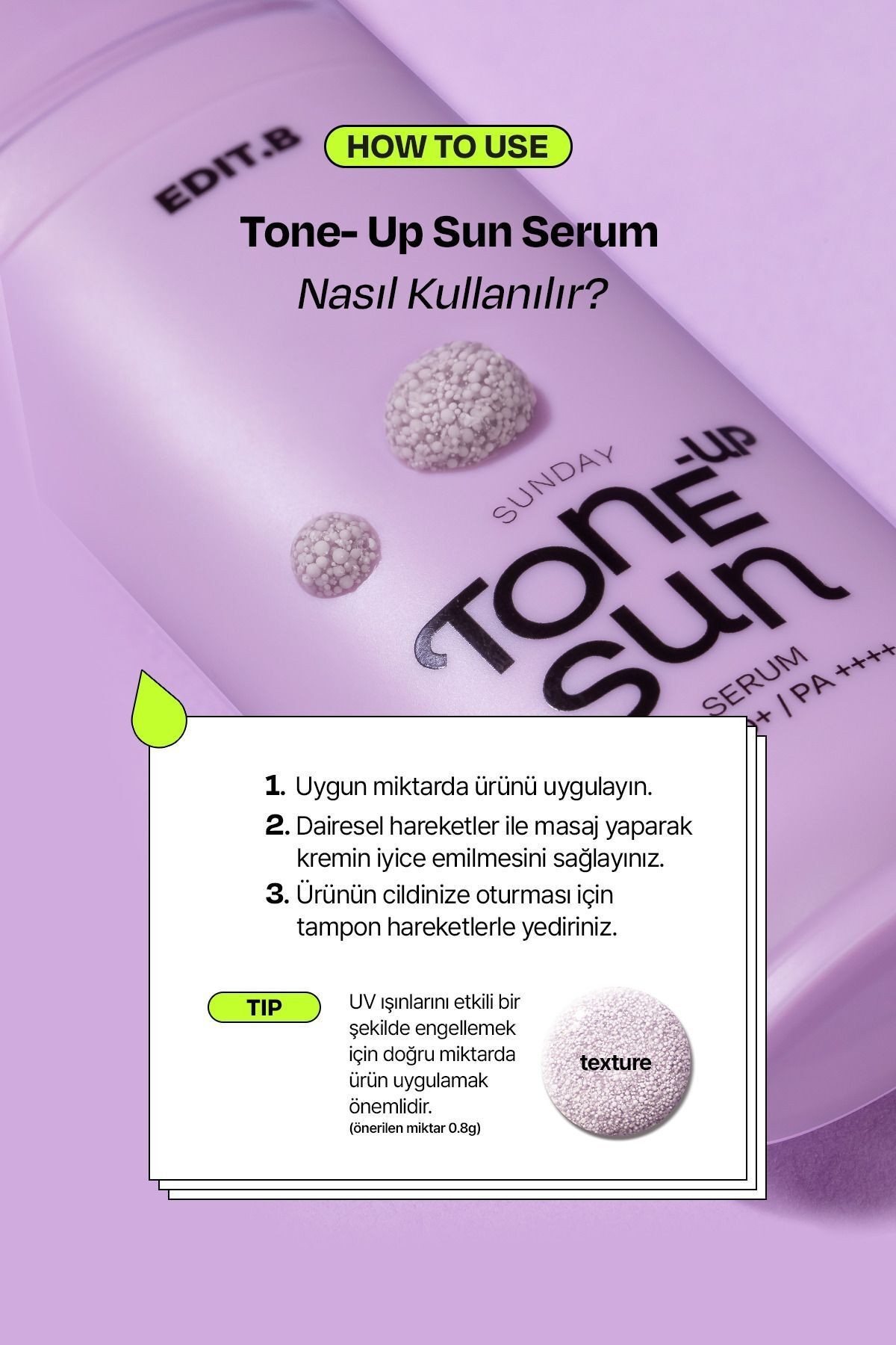 Makyaj Bazı Olarak Da Kullanılabilen Nemlendirici Aydınlatıcı Etkili Edıt.b Tone-up Sun Serum Spf50