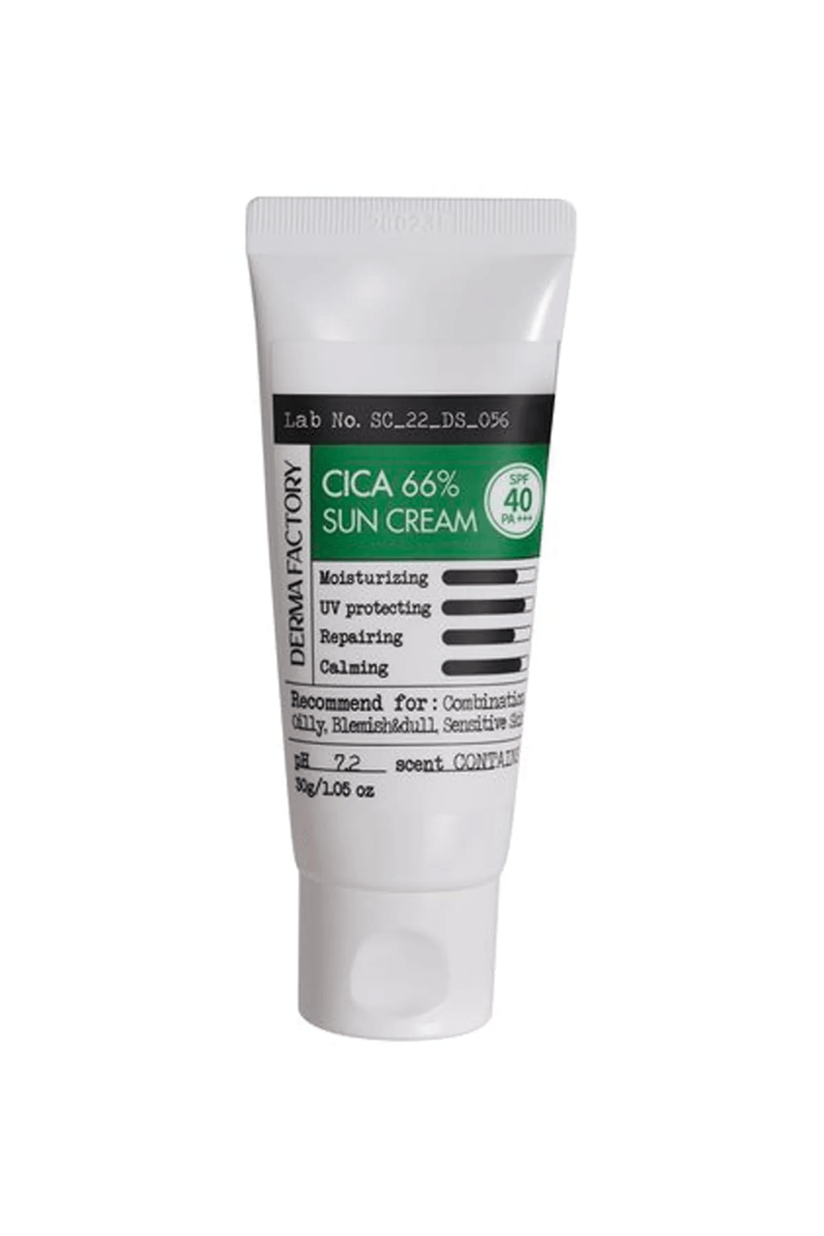 %66 Centella Asiatica İçeren Yatıştırıcı Güneş Kremi Derma Factory Cica Sun Cream sp40 pa+++ 30gr
