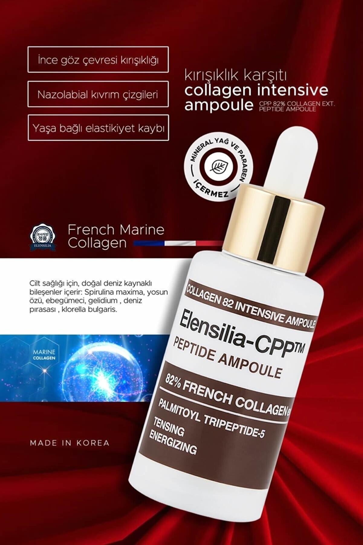 Elensilia %82 Kolajen İçeren Kırışıklık Karşıtı Sıkılaştırıcı Elensilia Cpp Collagen 82 Intensive Ampoule