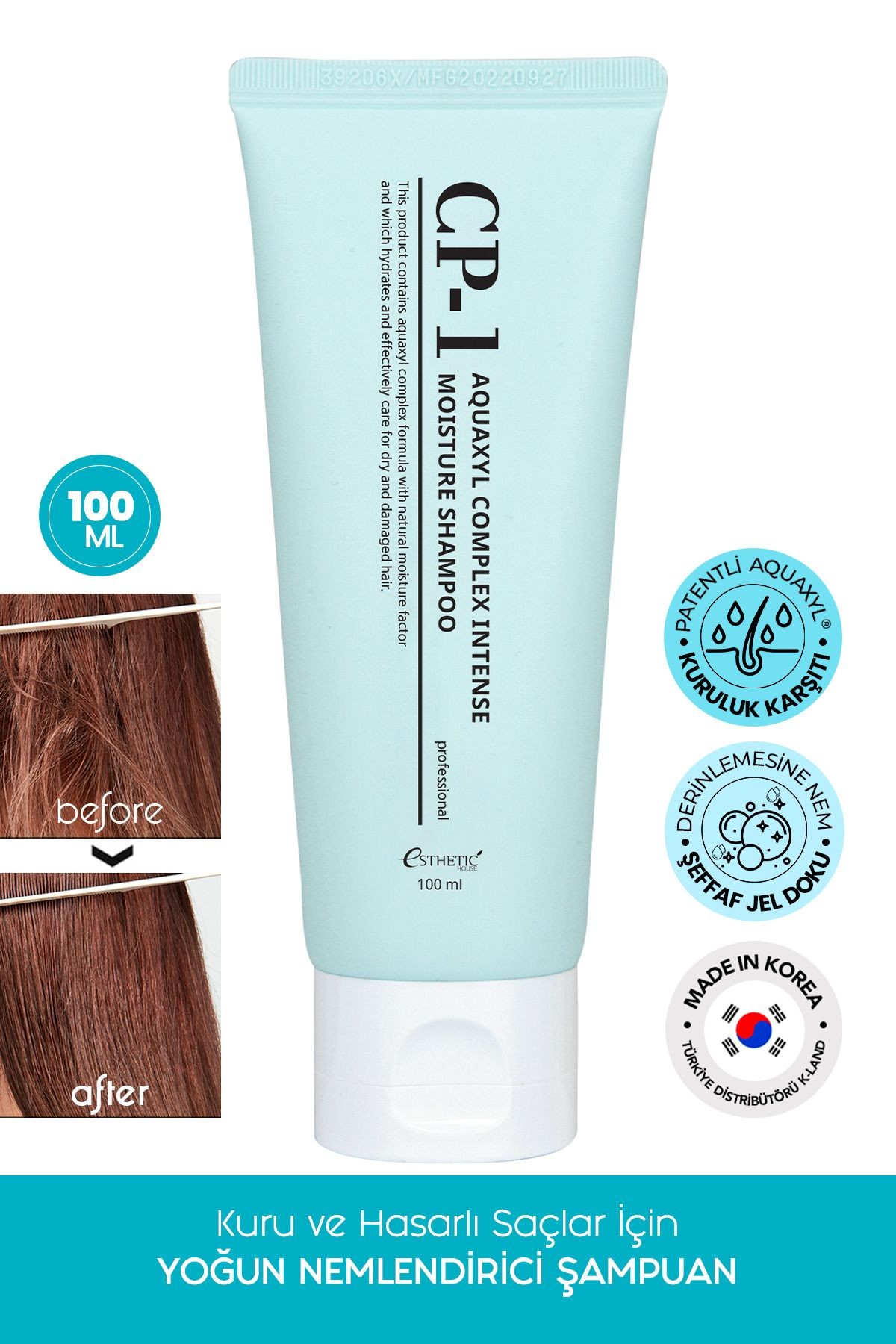 CP-1 Kuru ve Hasarlı Saçlar İçin Yoğun Nemlendirici Şampuan Aquaxyl Complex Intense Shampoo 100ml