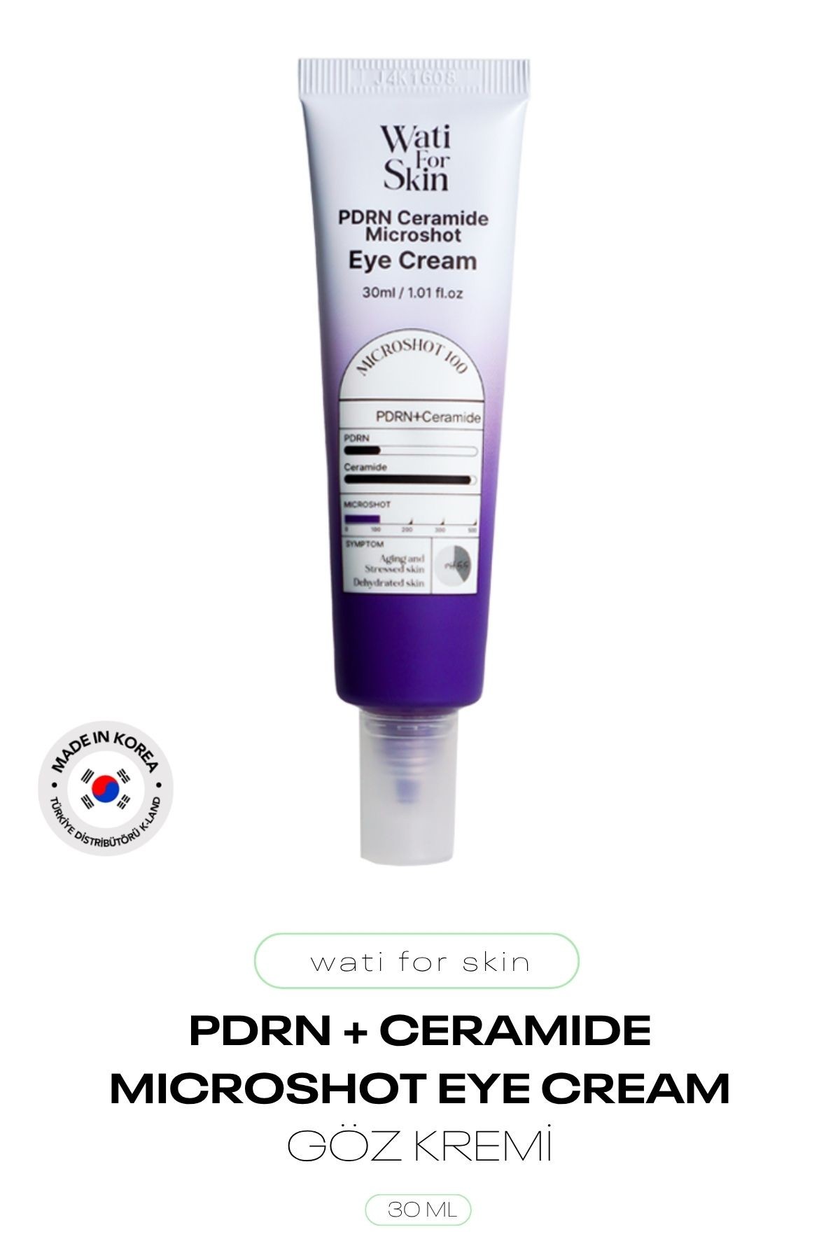 PDRN İçeren Mikro Spikül İğneli Göz Kremi Wati For Skin PDRN Ceramide Eye Cream 30 ml 8809679095834, Tek Ebat