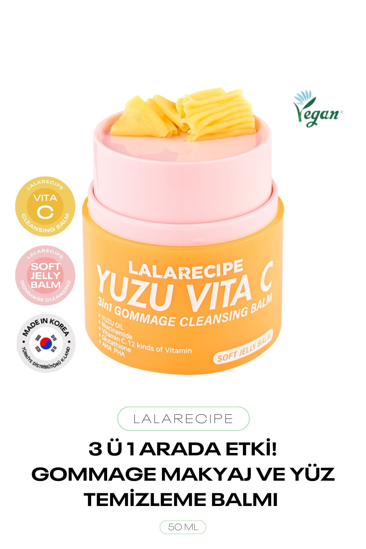 3 ü 1 arada Makyaj Temizleme Balmı Lala Recipe Yuzu Vita Gommage Cleansing Balm