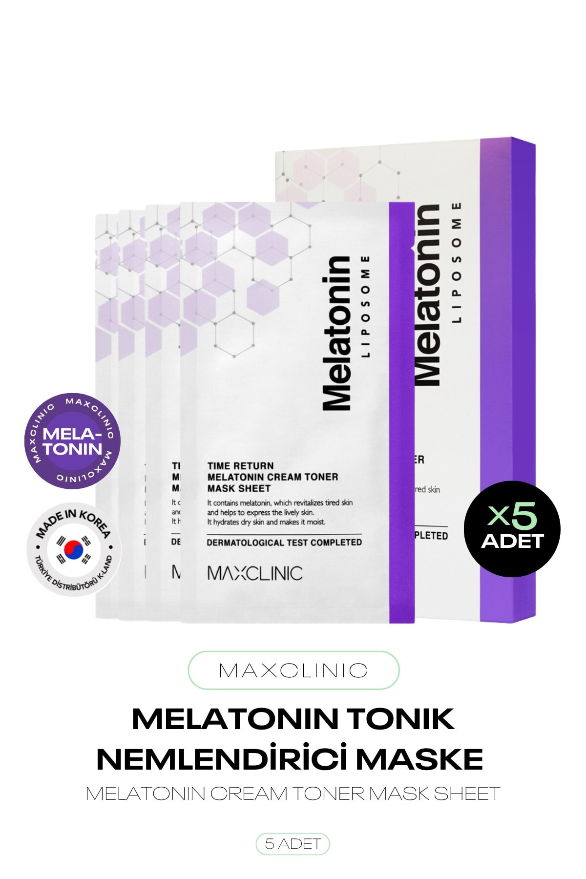x5 Adet Melatonin Krem Tonik Maske Melatonin Liposome Cream Toner Mask