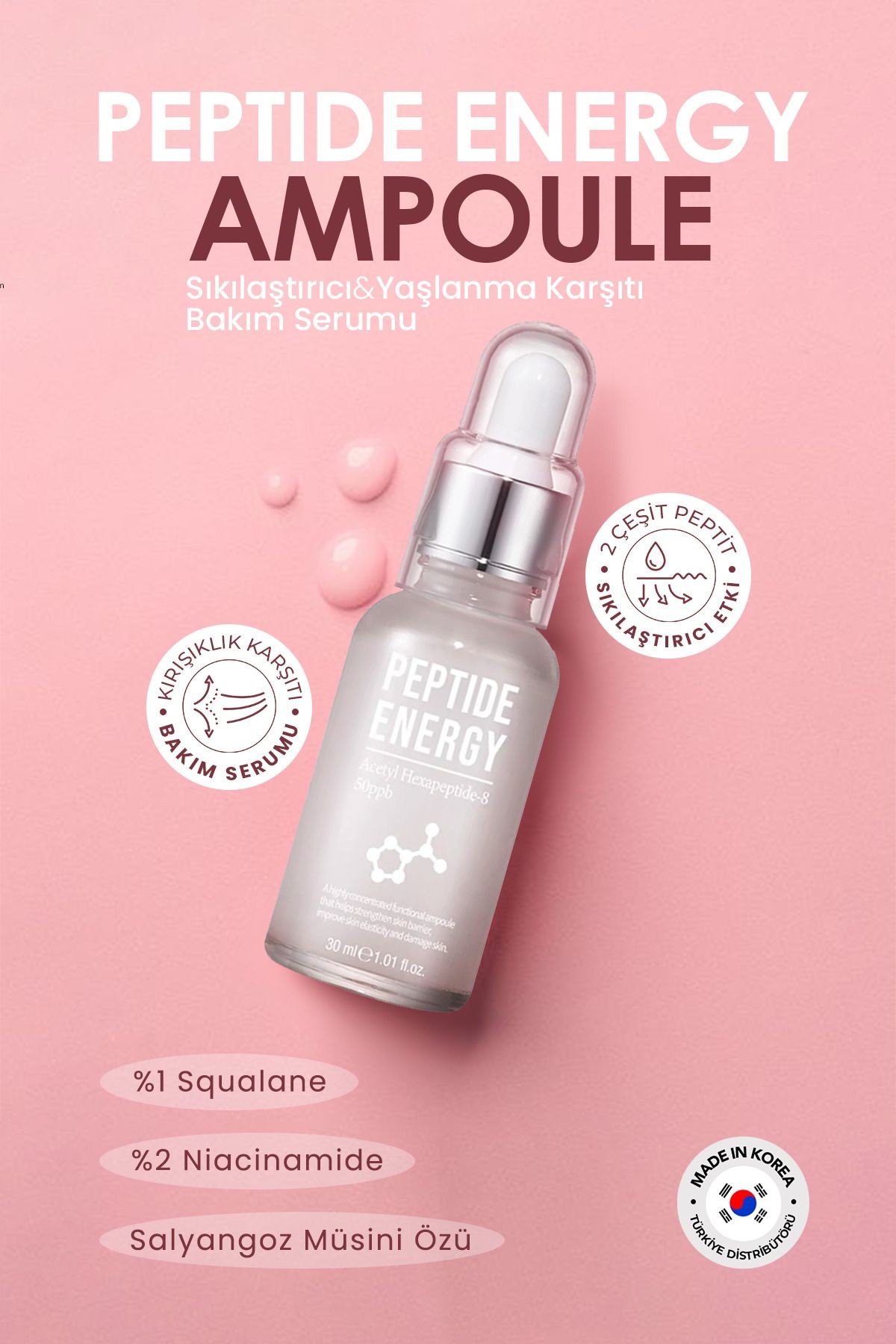 Peptit Kompleksi Içeren Yaşlanma Karşıtı Sıkılaştırıcı Peptide Energy Ampoule 30 Ml