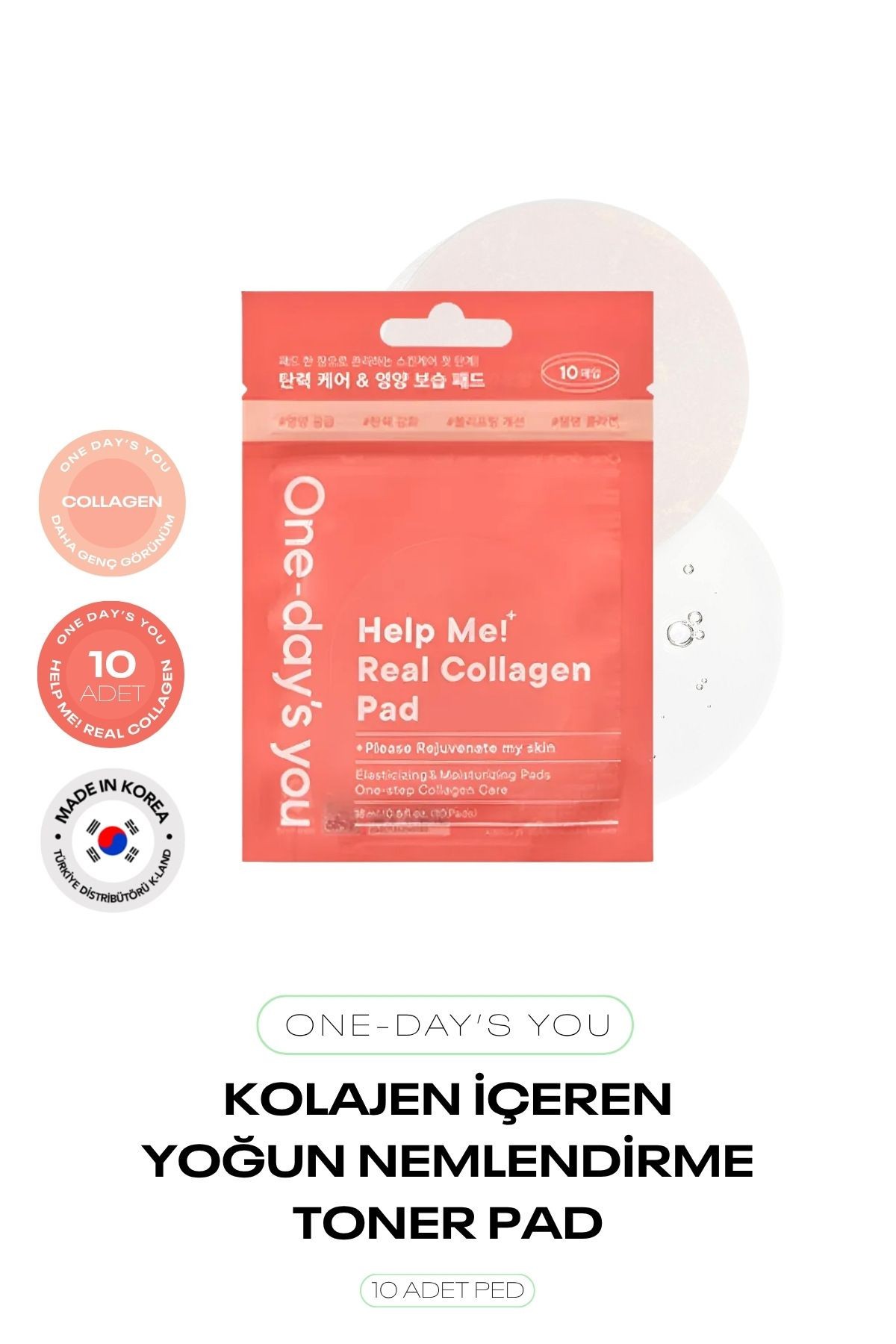 Kolajen İçeren 10'lu Tonikli Ped One Days You Real Collagen Pad 10 ea