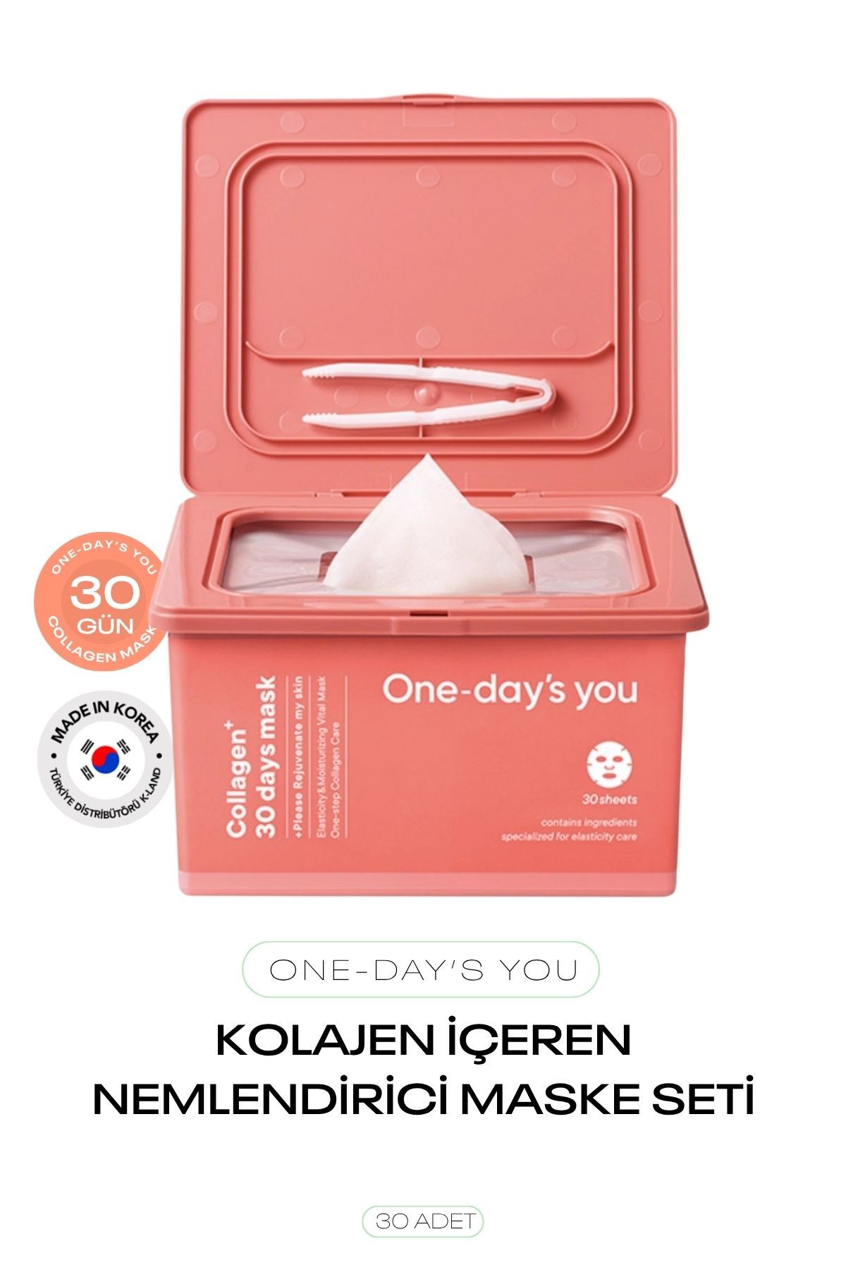 Kolajen İçeren 30lu Kağıt Maske Seti One Days You Collagen 30 Days Mask