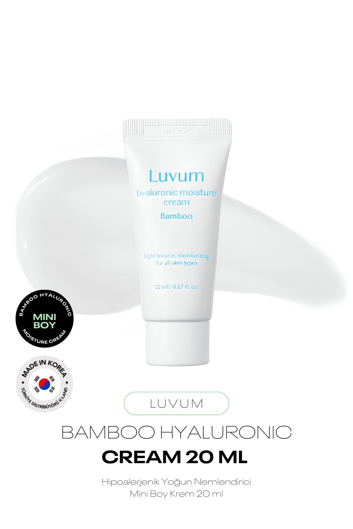 Mini Boy Bambu Özü Bitkisel Hyalüronik Asit Hipoalerjenik Yoğun Nemlendirici Luvum Bamboo Cream 20ml