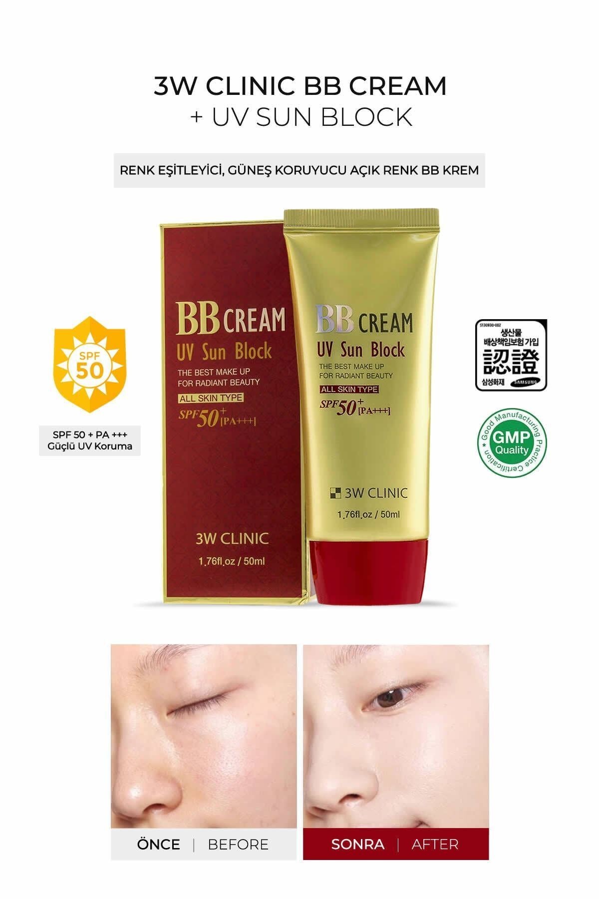 Renk Eşitleyici Ve Spf 50 Pa +++ Güneş Koruyucu Açık Renk Bb Krem Bb Cream Uv Sun Block