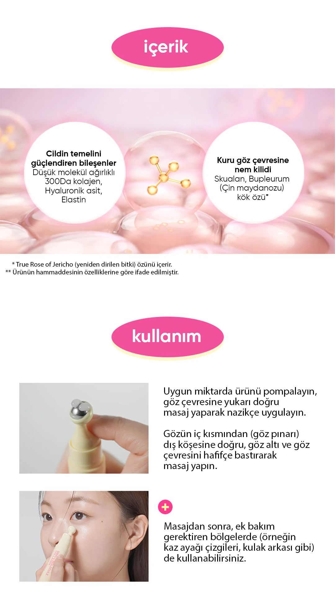 Masaj Başlıklı Küçük Kolajen Moleküllü Göz Çevresi Serumu Collagen Eye Massage Ampoule