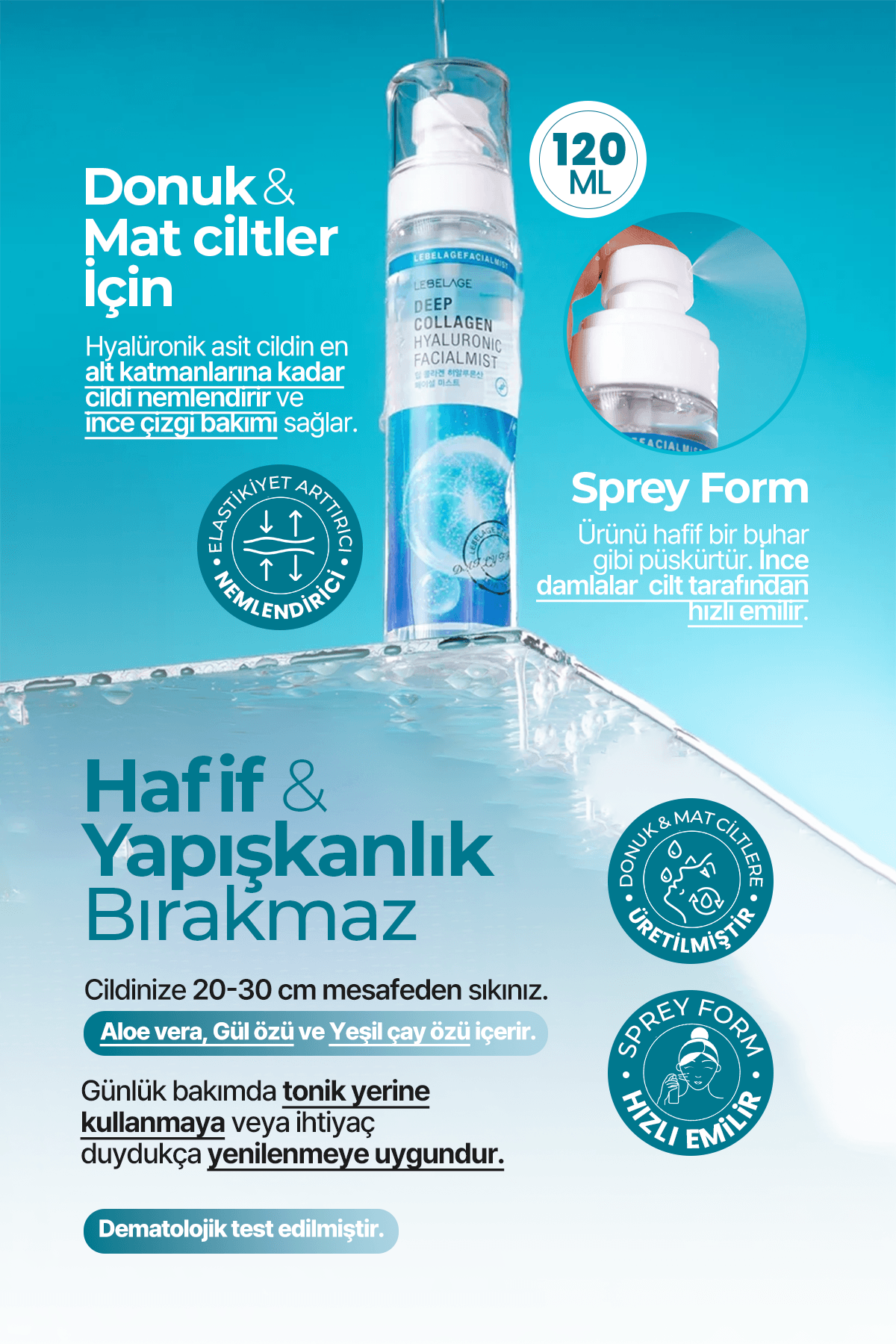 Kolajen ve Hyalüronik Asit İçeren Nemlendirici Sprey Mist LEBELAGE Collagen Hyaluronic Facial Mist
