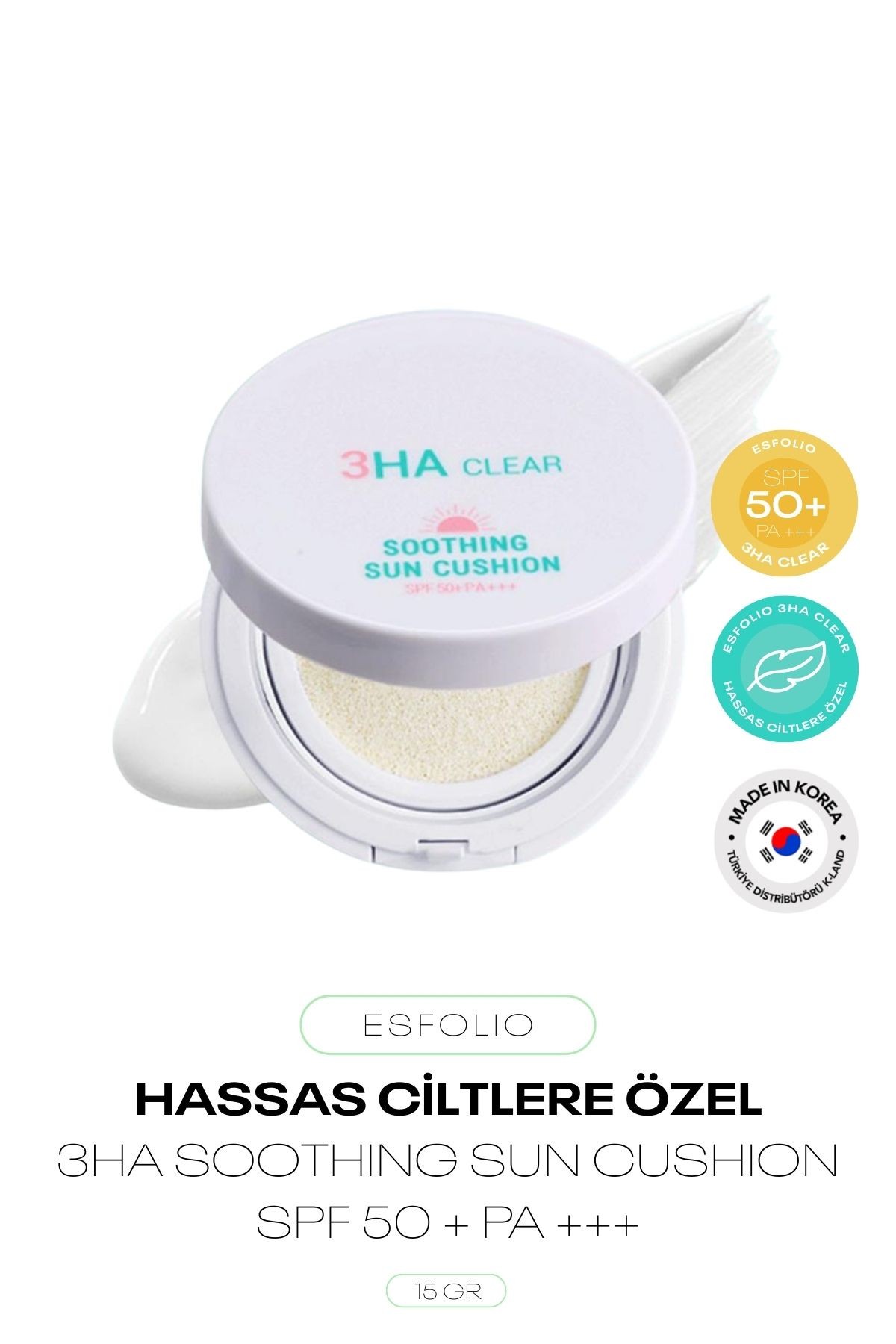 Hassas Ciltler İçin Cushion Güneş Koruyucu 3HA Clear Soothing Sun Cushion