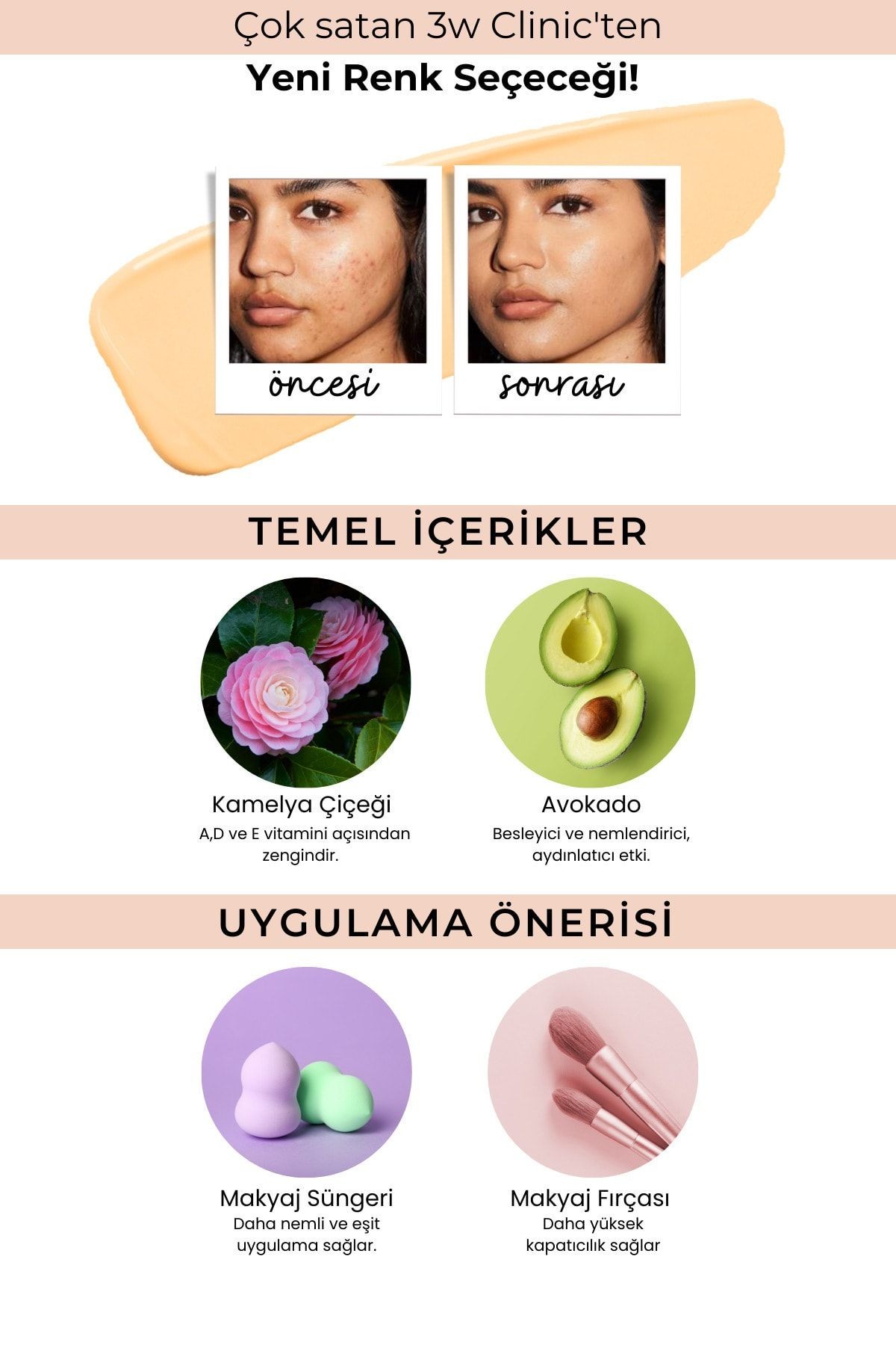 Renk Eşitleyici Orta Kapatıcı SPF 50+ PA++++ BB Krem ( Orta Ton Buğday Ten ) 3W CLINIC BB Cream