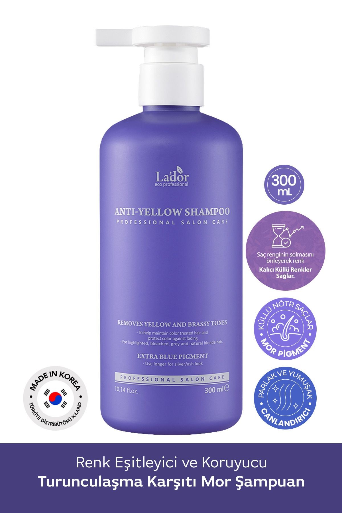 Renk Eşitleyici ve Koruyucu Turunculaşma Karşıtı Mor Şampuan LADOR Anti Yellow Shampoo 300ml