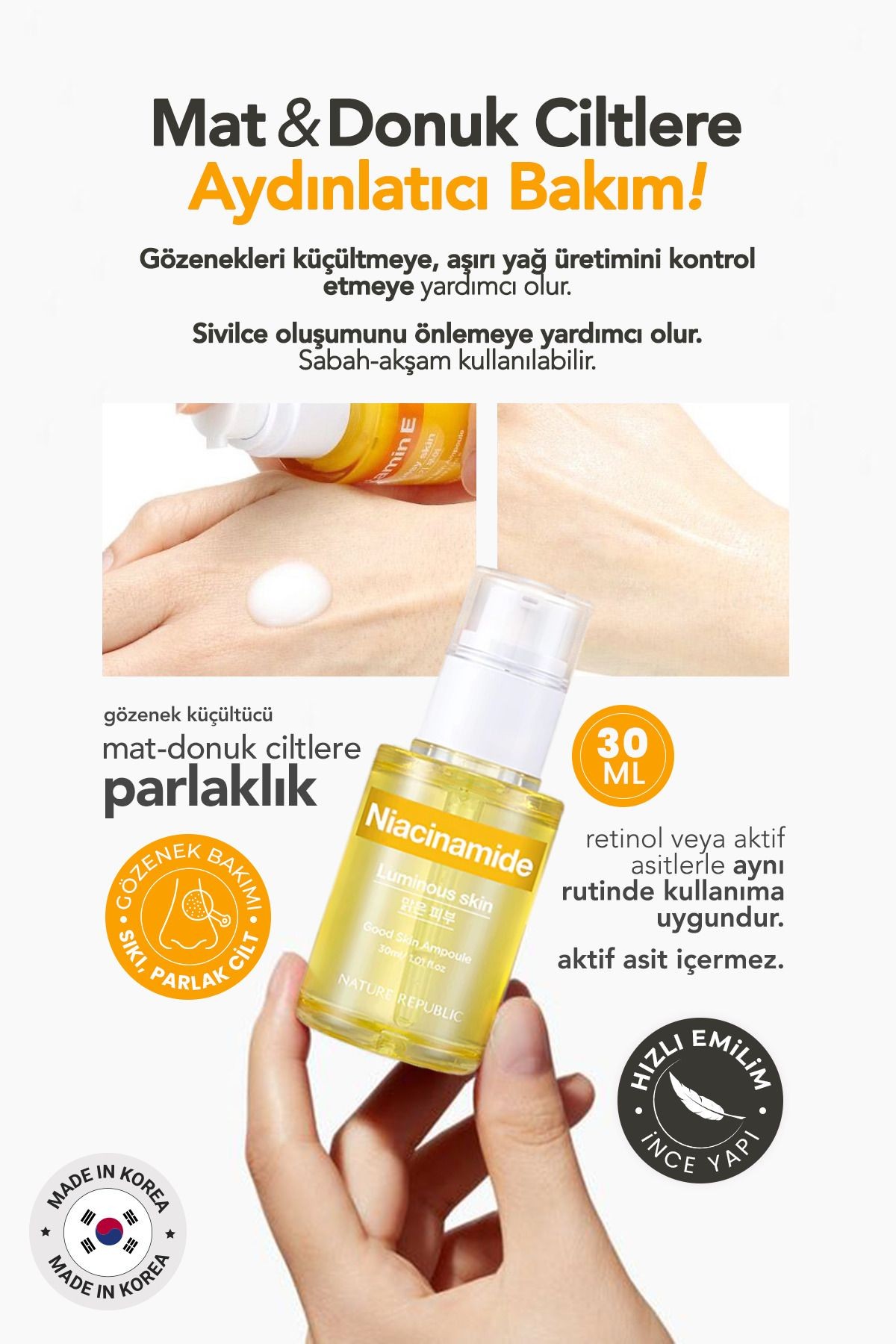 Niasinamid İçeren Aydınlatıcı Serum Nature Republic Good Skin Niacinamide Ampoule