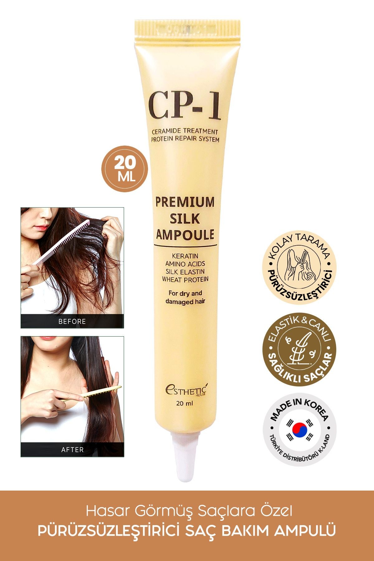 CP-1 Hasar Görmüş Saçlara Özel Pürüzsüzleştirici Keratin ve Amino Asit İçeren Saç Bakım Ampulü 20 ML