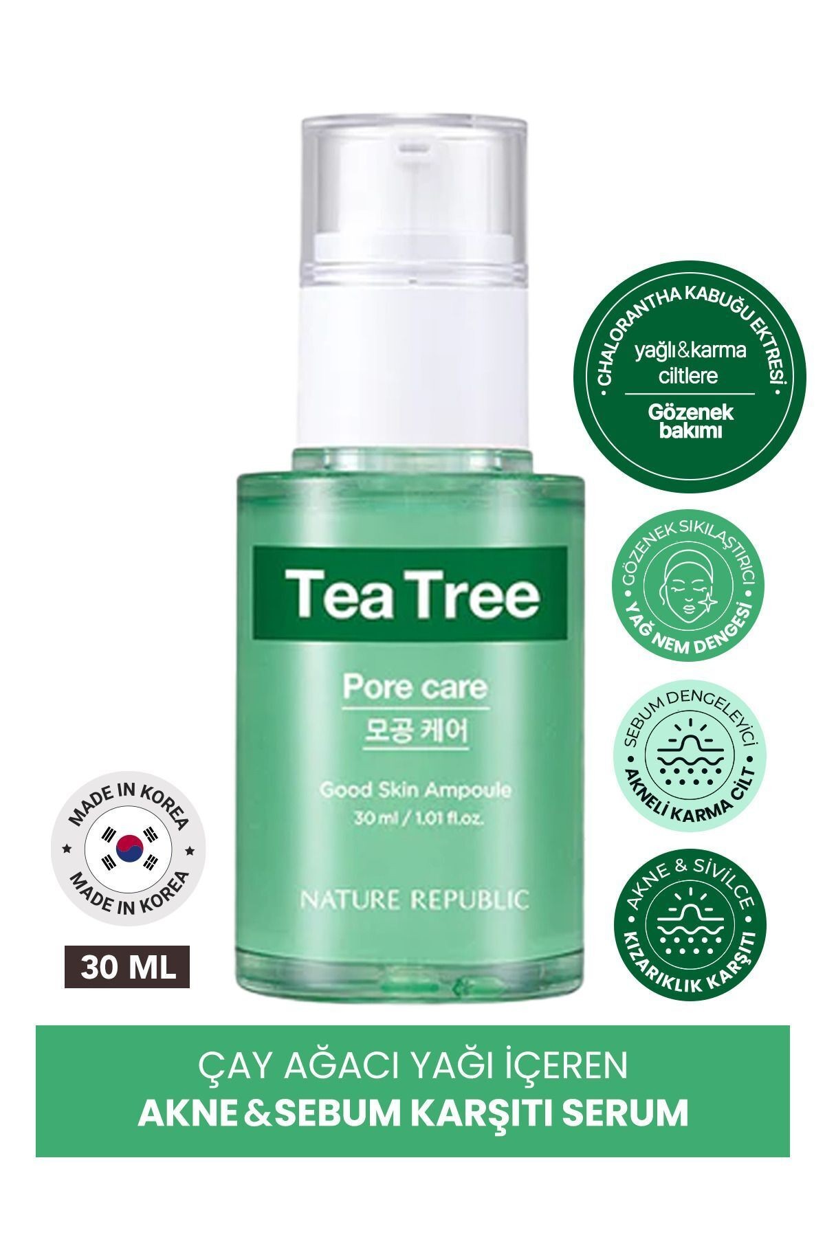 Akneli ve Gözenekli Ciltler İçin Serum Nature Republic Good Skin Tea Tree Ampoule