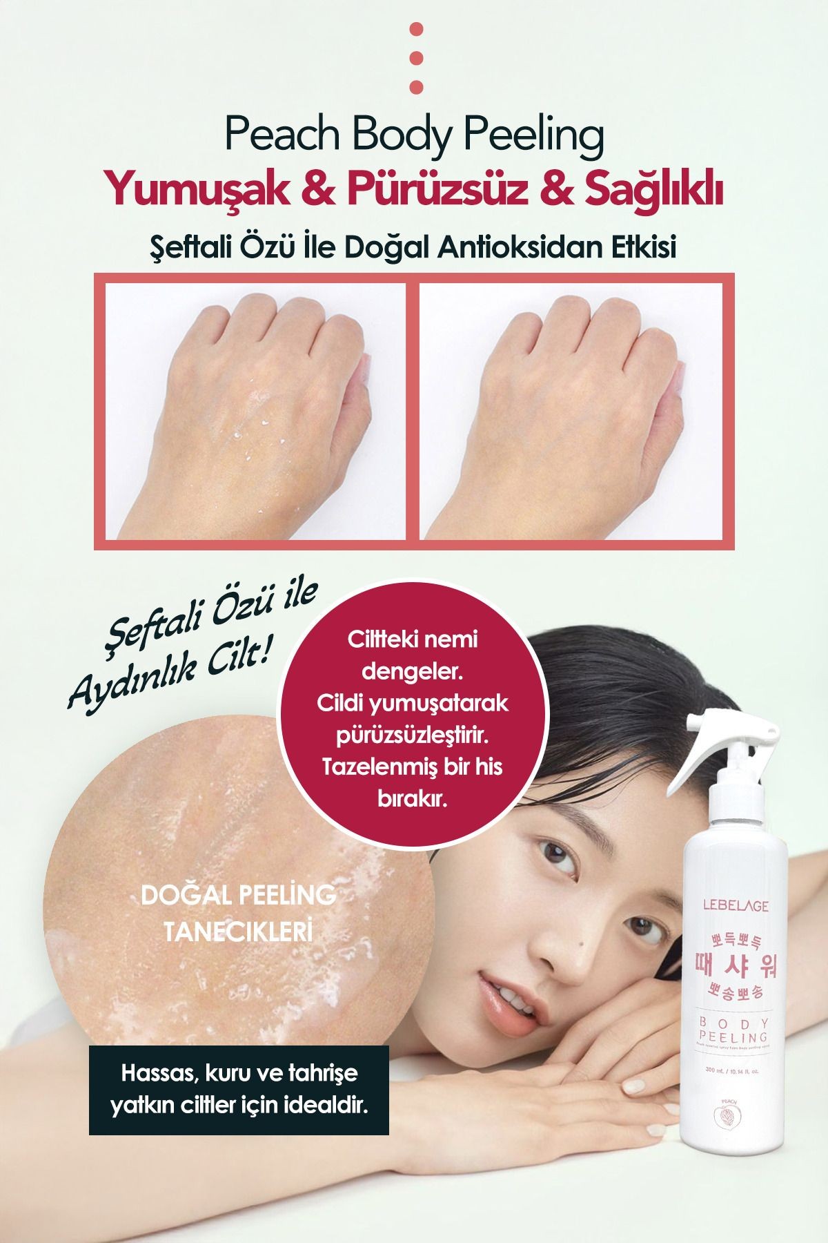 Şeftali Özü İçeren Vücut Peelingi Lebelage Peach Body Peeling