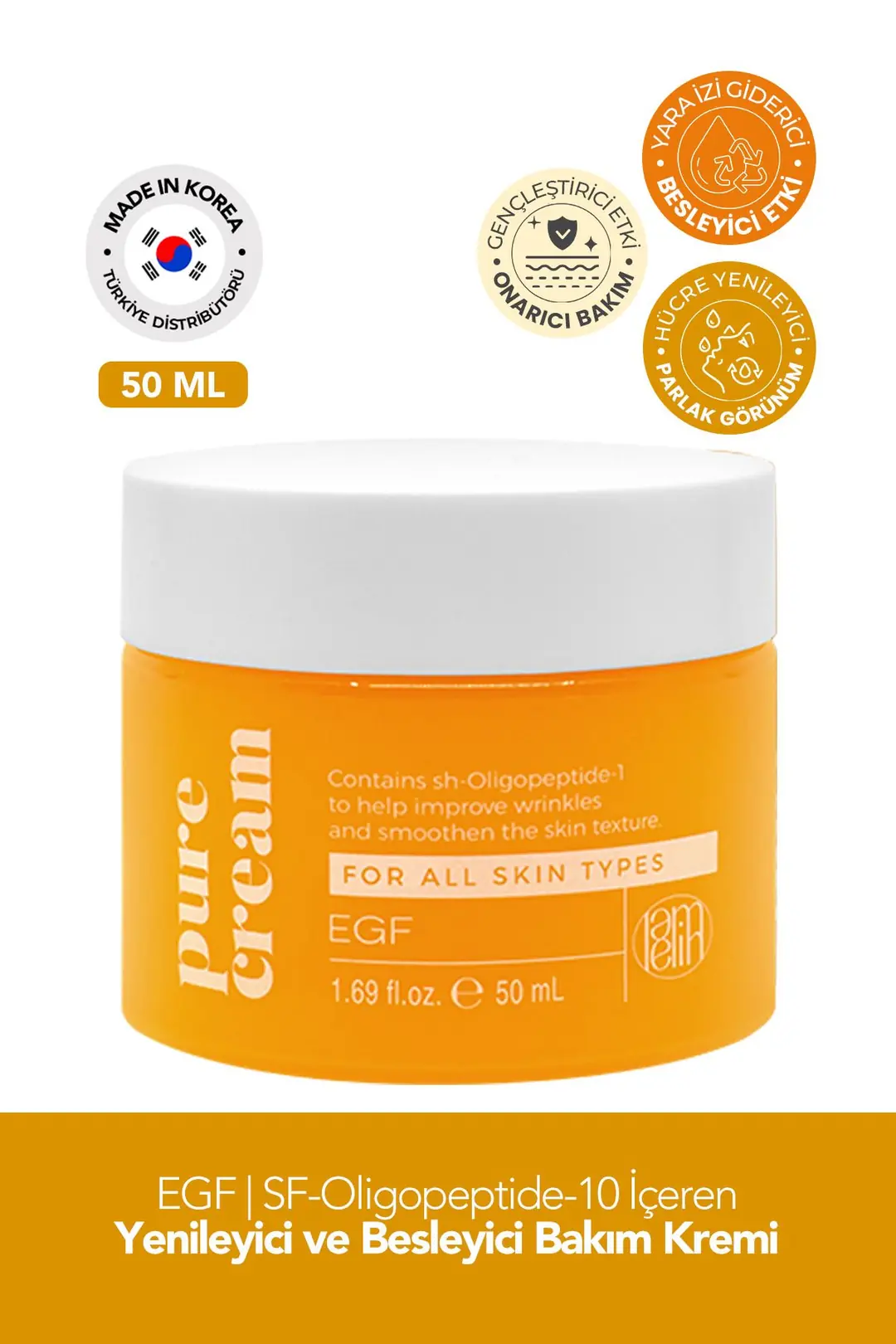 Yenileyici ve Besleyici EGF Yüz Bakım Kremi Lamelin EGF Pure Cream 50