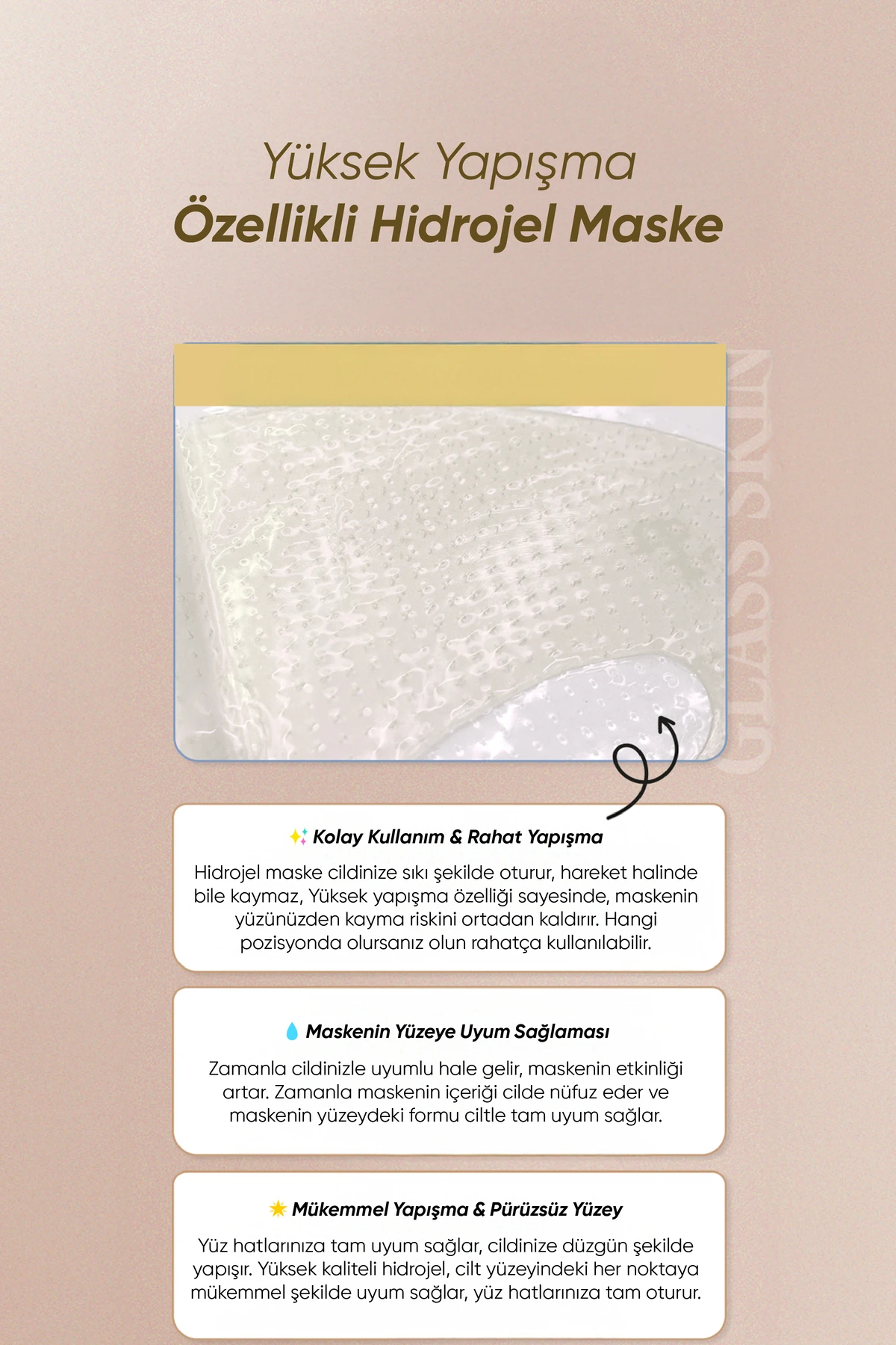 Pirinç Özü İçeren Cam Cilt Maske Glass Skin Rice Hydrogel Mask