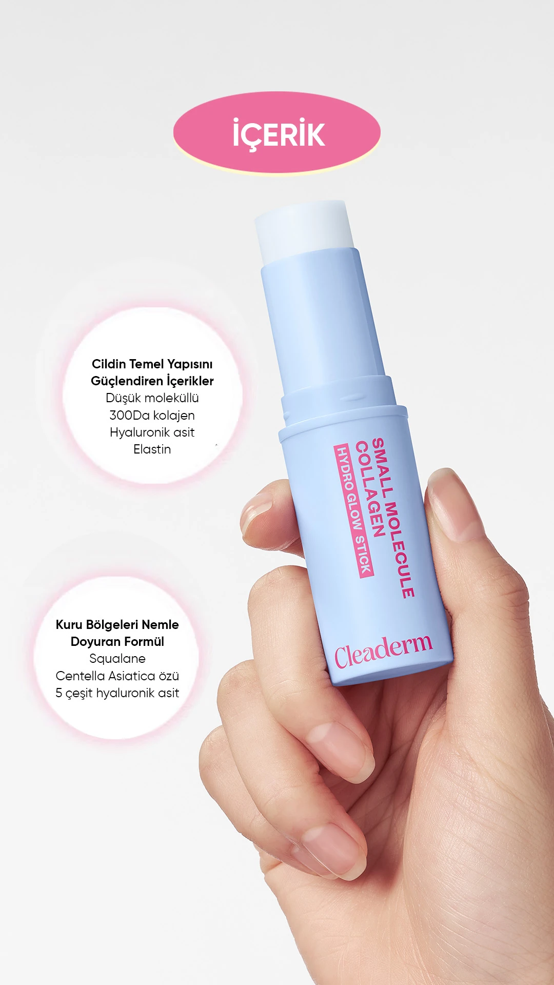 Yoğun Nemlendirici Cam Cilt Stick Balm Small Molecule Collagen Hydro Glow Stick