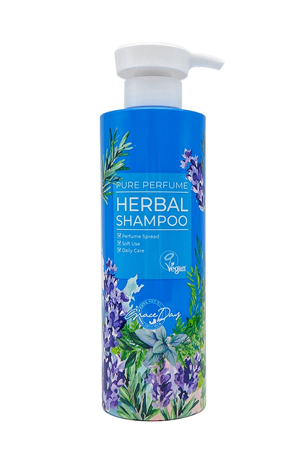 5'li Peptit ve Bitki Kompleksi İçeren Vegan Şampuan Grace Day Herbal Shampoo 500 ml