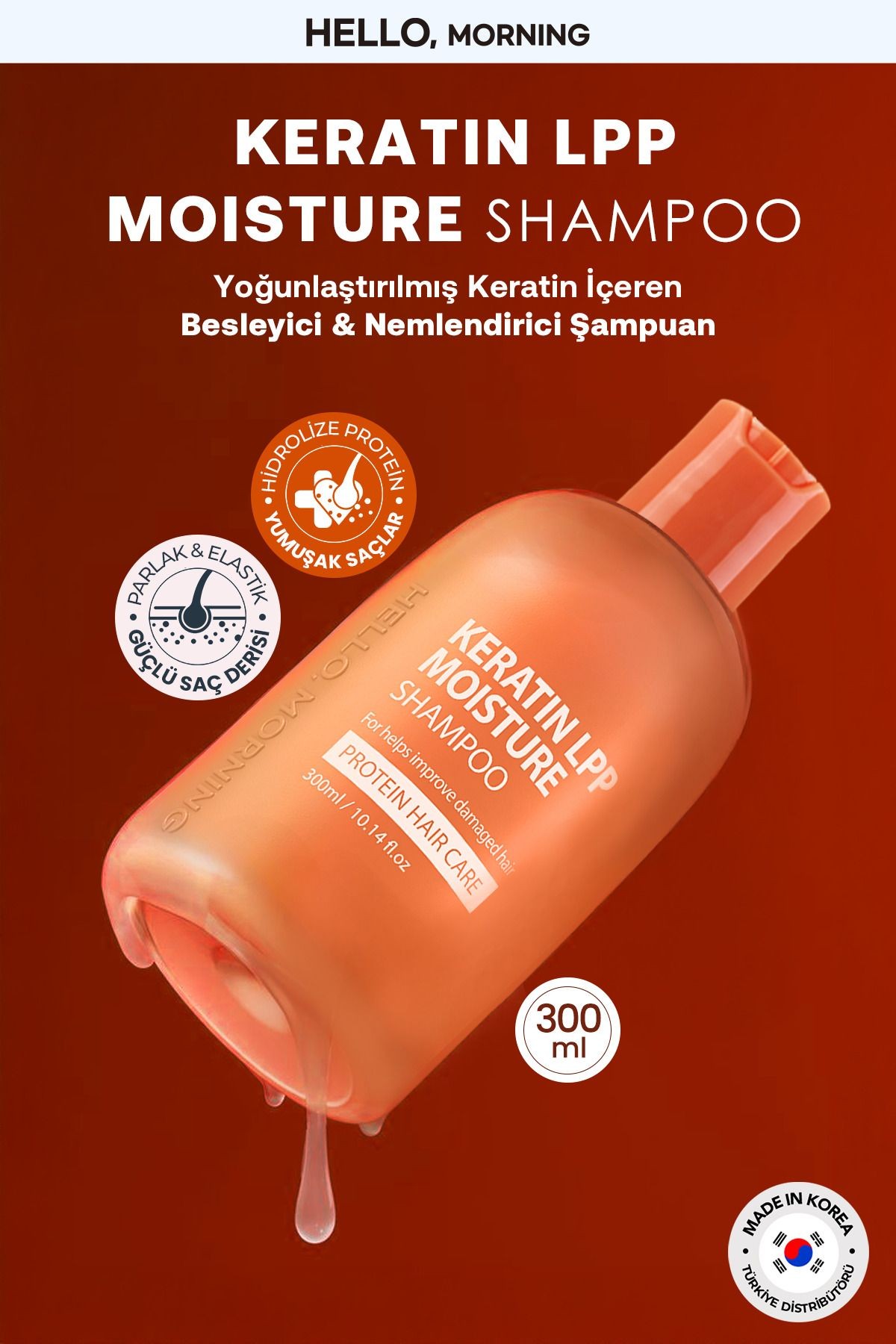 Keratin İçeren Besleyici Nemlendirici Protein Şampuan HELLOMORNING LPP KERATIN Shampoo 300 ml