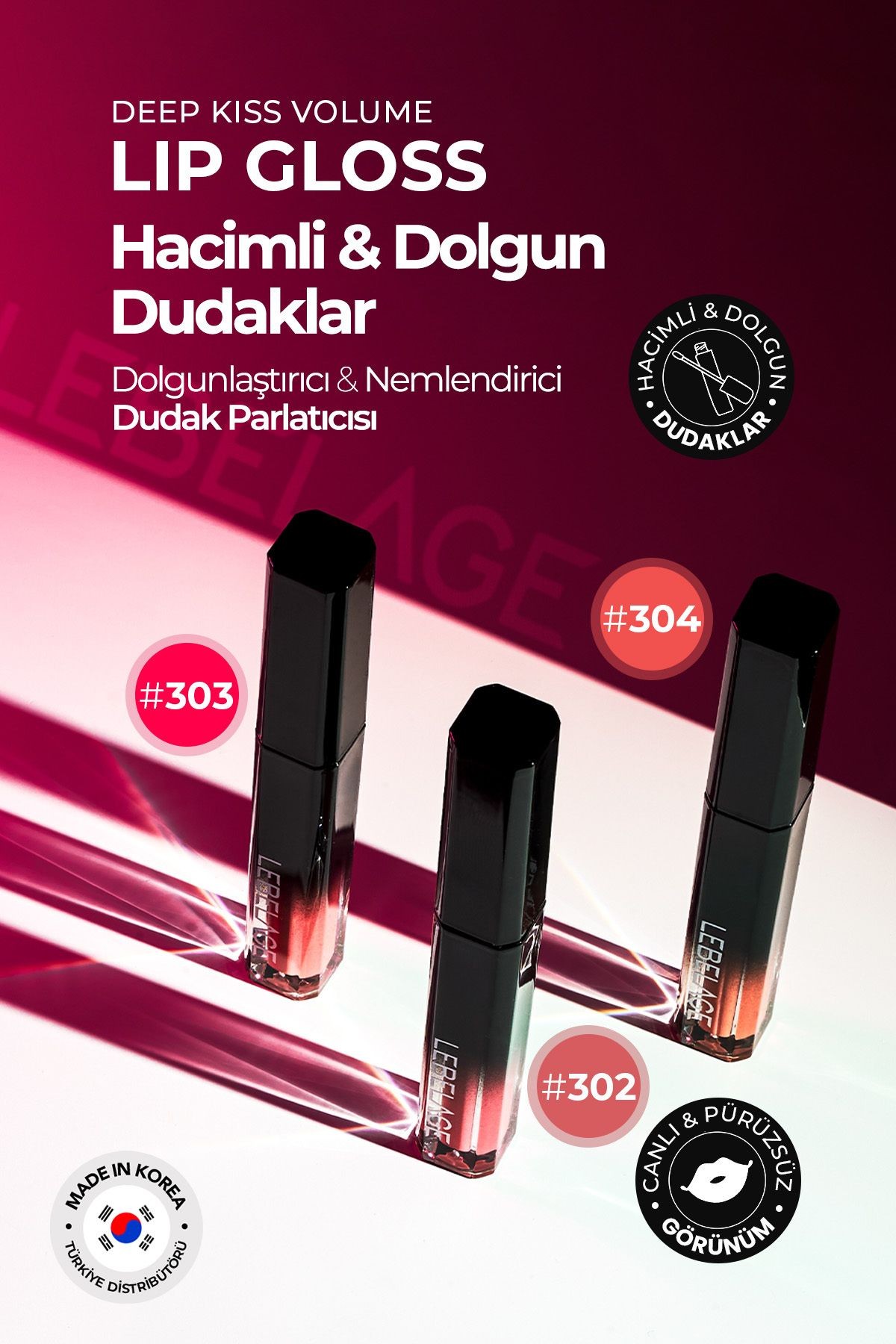 Nemlendirici Dudak Parlatıcı Gloss LEBELAGE Deep Kiss Volume Lip Gloss