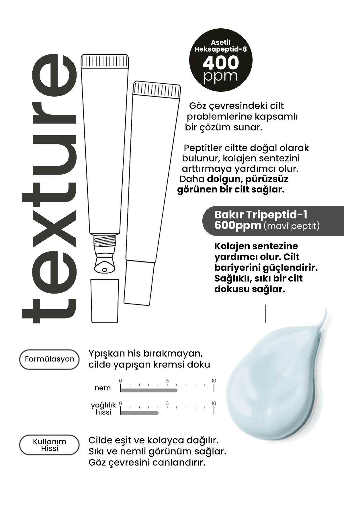 Peptit İçeren Sıkılaştırıcı Masaj Başlıklı Göz ve Yüz Kremi Derma Factory Peptide 20ml