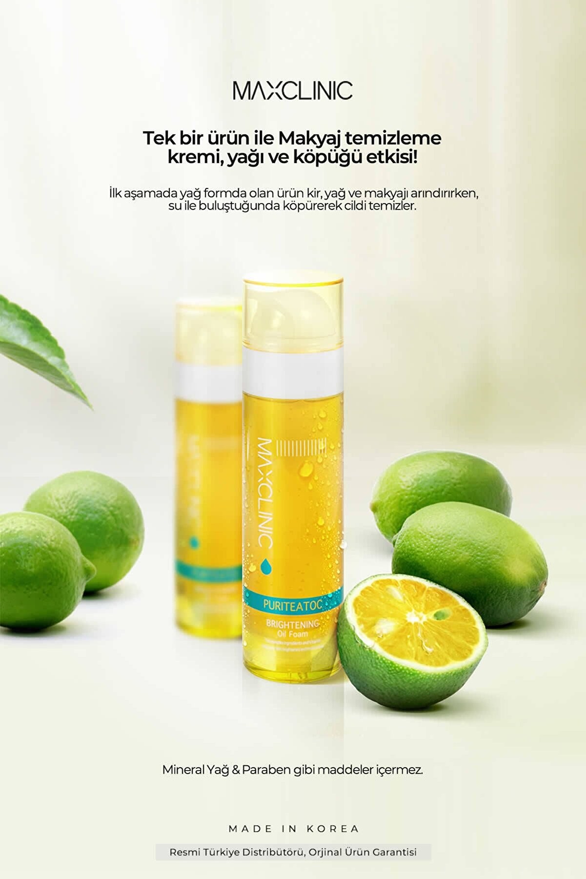 MAXCLINIC Detoks Kompleksi Ile Tek Adımda Çift Aşamalı Temizlik Puriteatoc Oil Foam