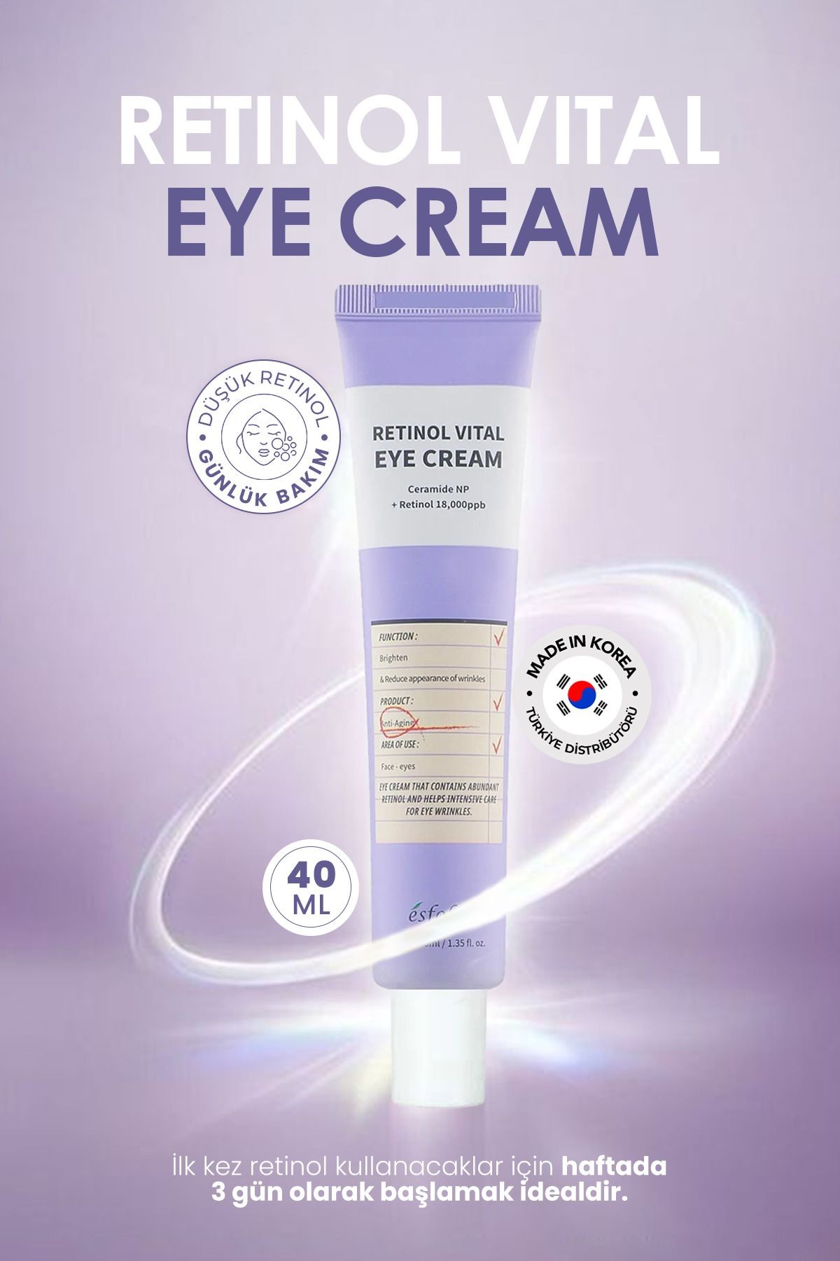 Retinol Göz Kremi Yeni Başlayanlar Için Göz Çevresi Aydınlatıcı Retinol Vital Eye Cream 40ml