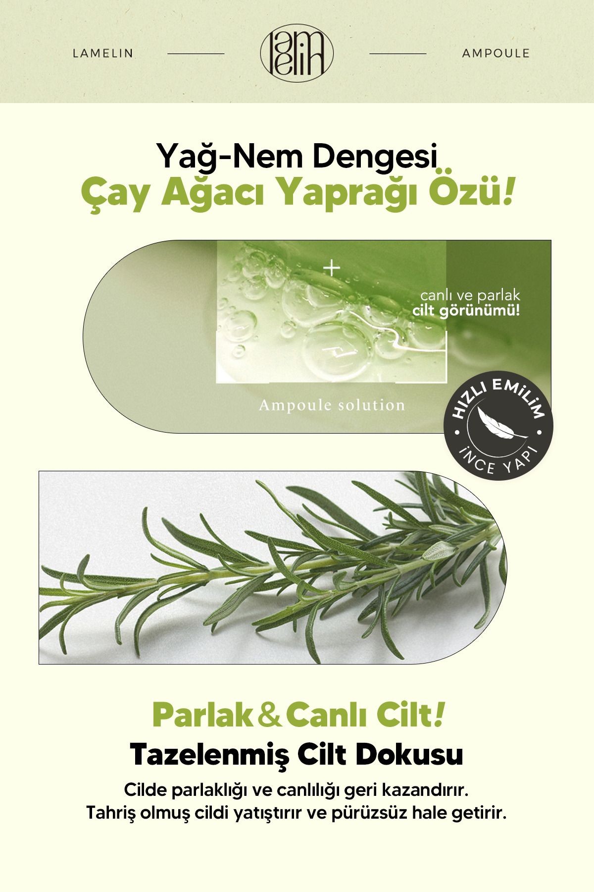 Centella Asiatica İçeren Yatıştırıcı ve Onarıcı Bakım Serumu Lamelin Cica Ampoule