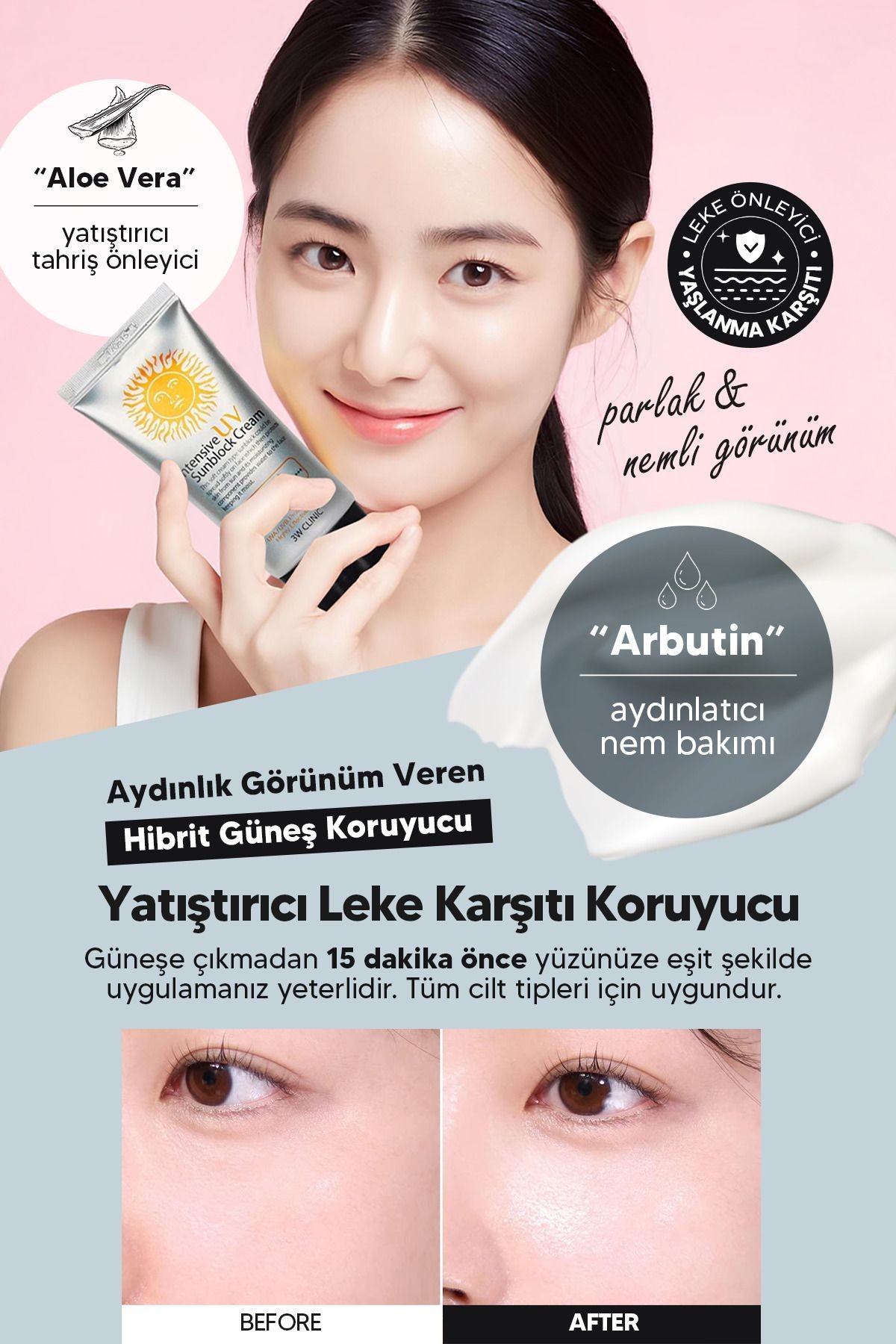 Yüksek Koruma Sağlayan Güneş Kremi 3w Clinic Intensive Uv Sun Block Cream Spf50+ Pa+++